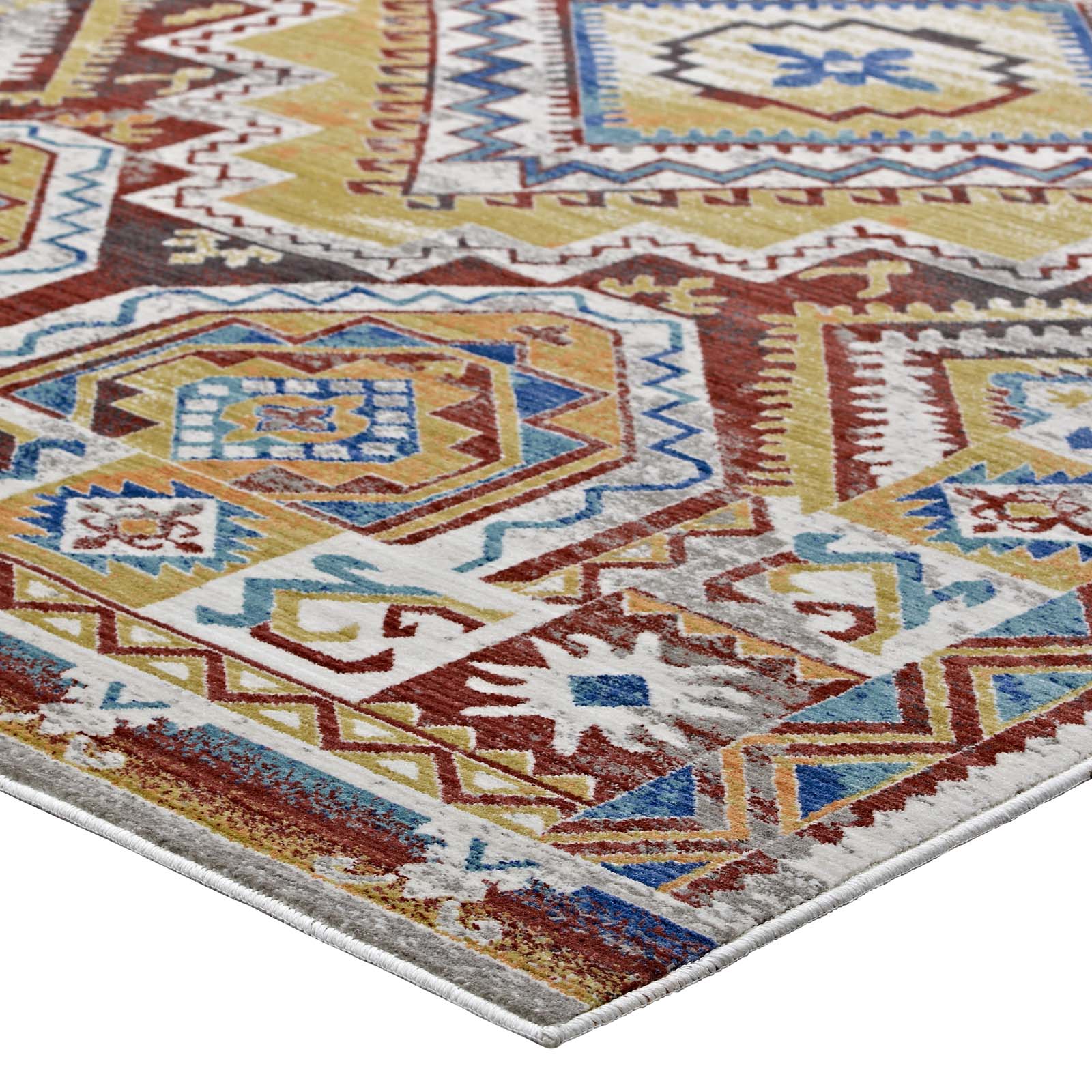 Modway Indoor Rugs - Florita Distressed Southwestern Aztec 5x8 Area Rug Multicolored