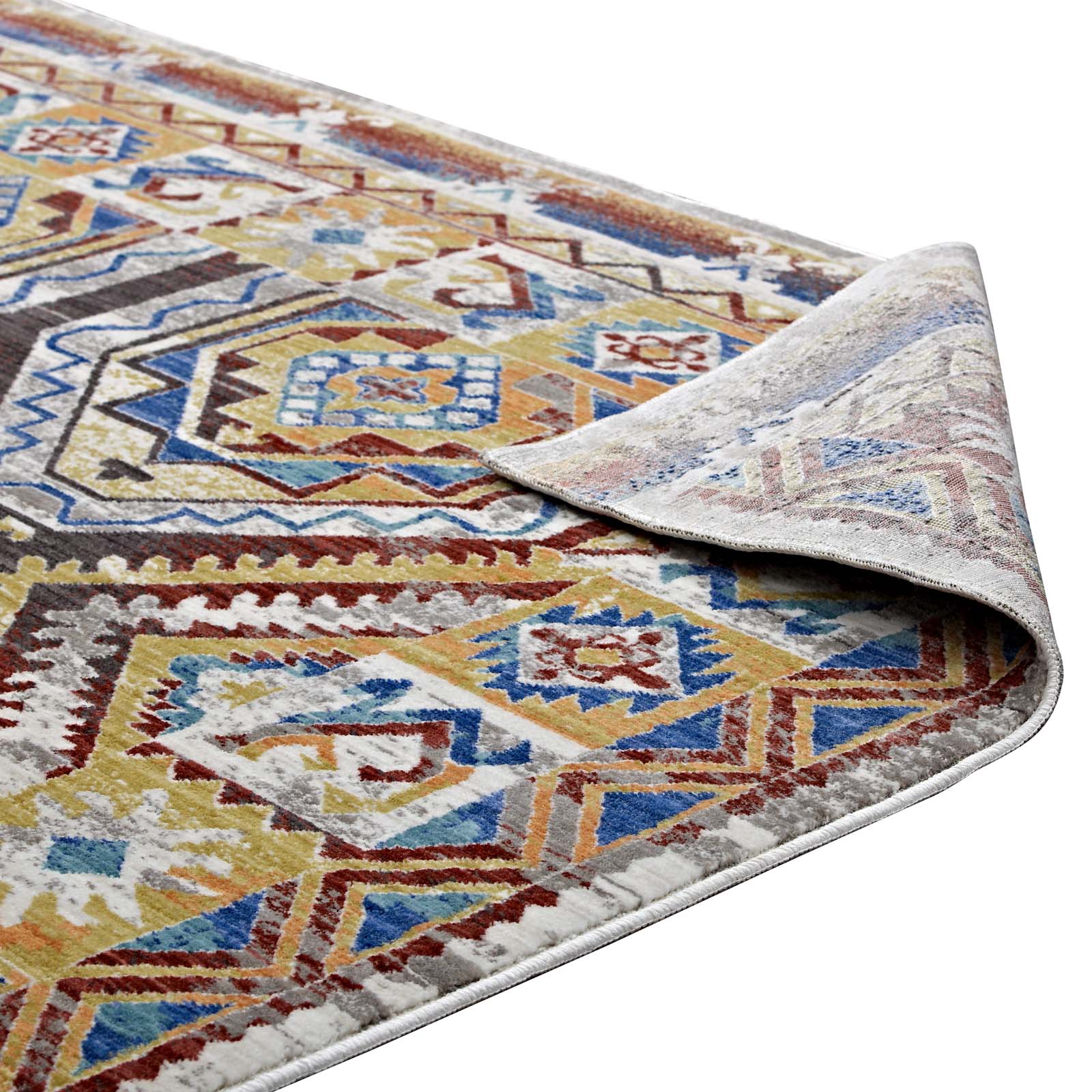Modway Indoor Rugs - Florita Distressed Southwestern Aztec 5x8 Area Rug Multicolored
