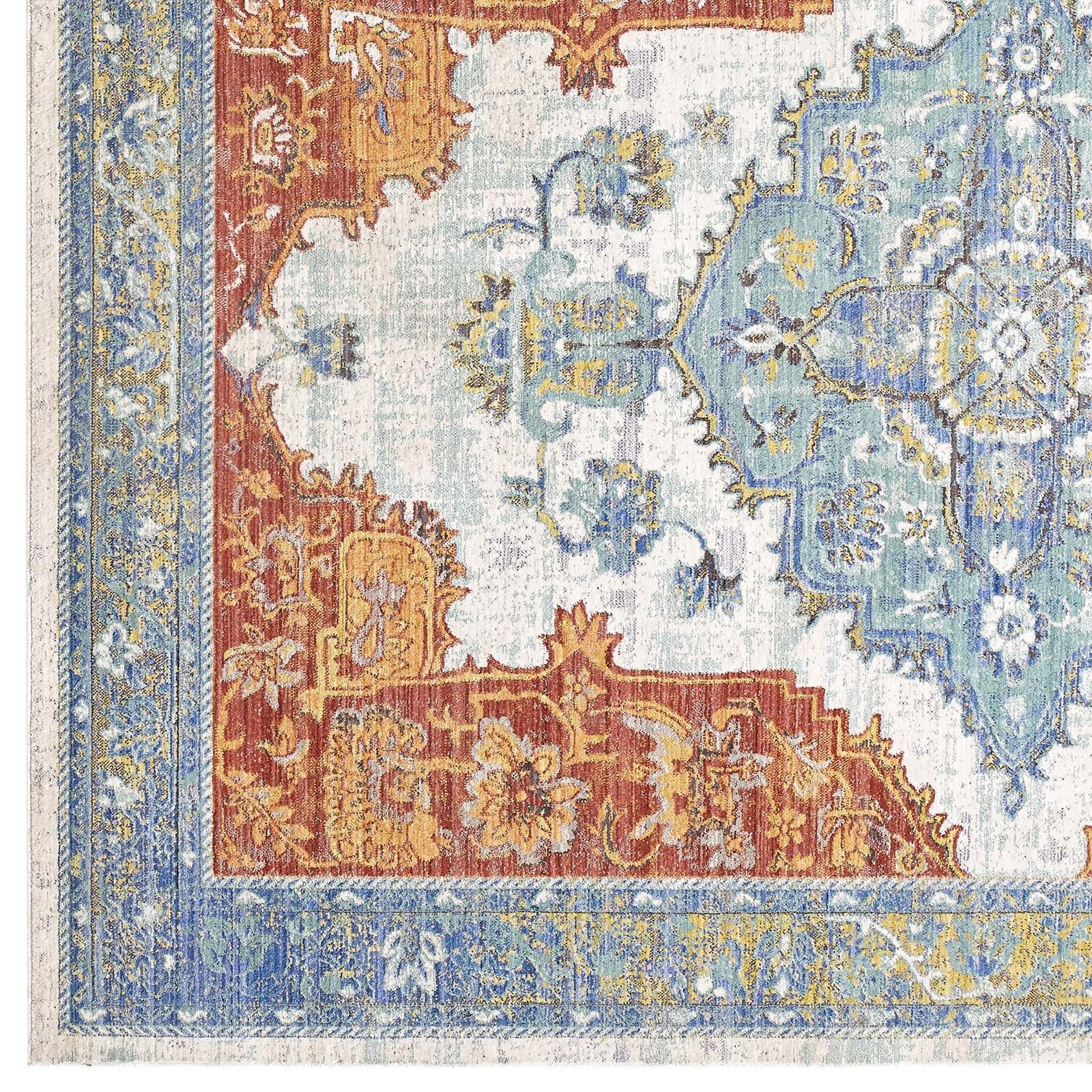 Modway Indoor Rugs - Citlali Distressed Southwestern Aztec 4x6 Area Rug Multicolored