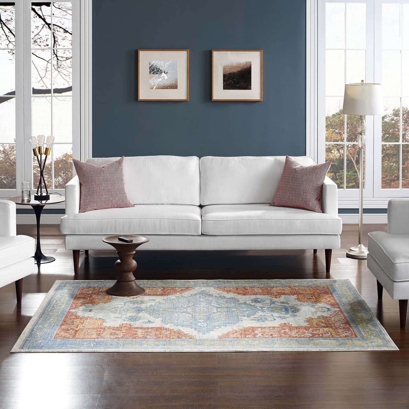 Modway Indoor Rugs - Citlali Distressed Southwestern Aztec 4x6 Area Rug Multicolored