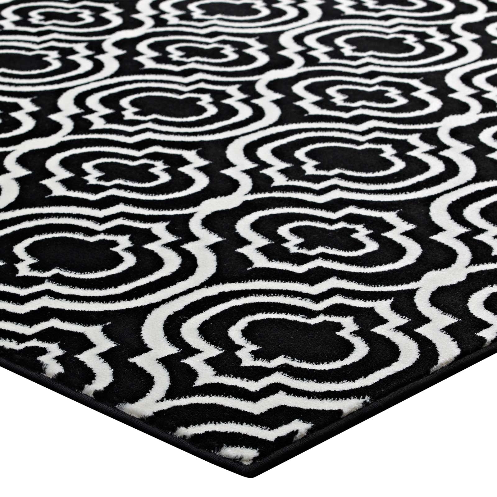 Modway Indoor Rugs - Frame Transitional Moroccan Trellis 5x8 Area Rug Black & White