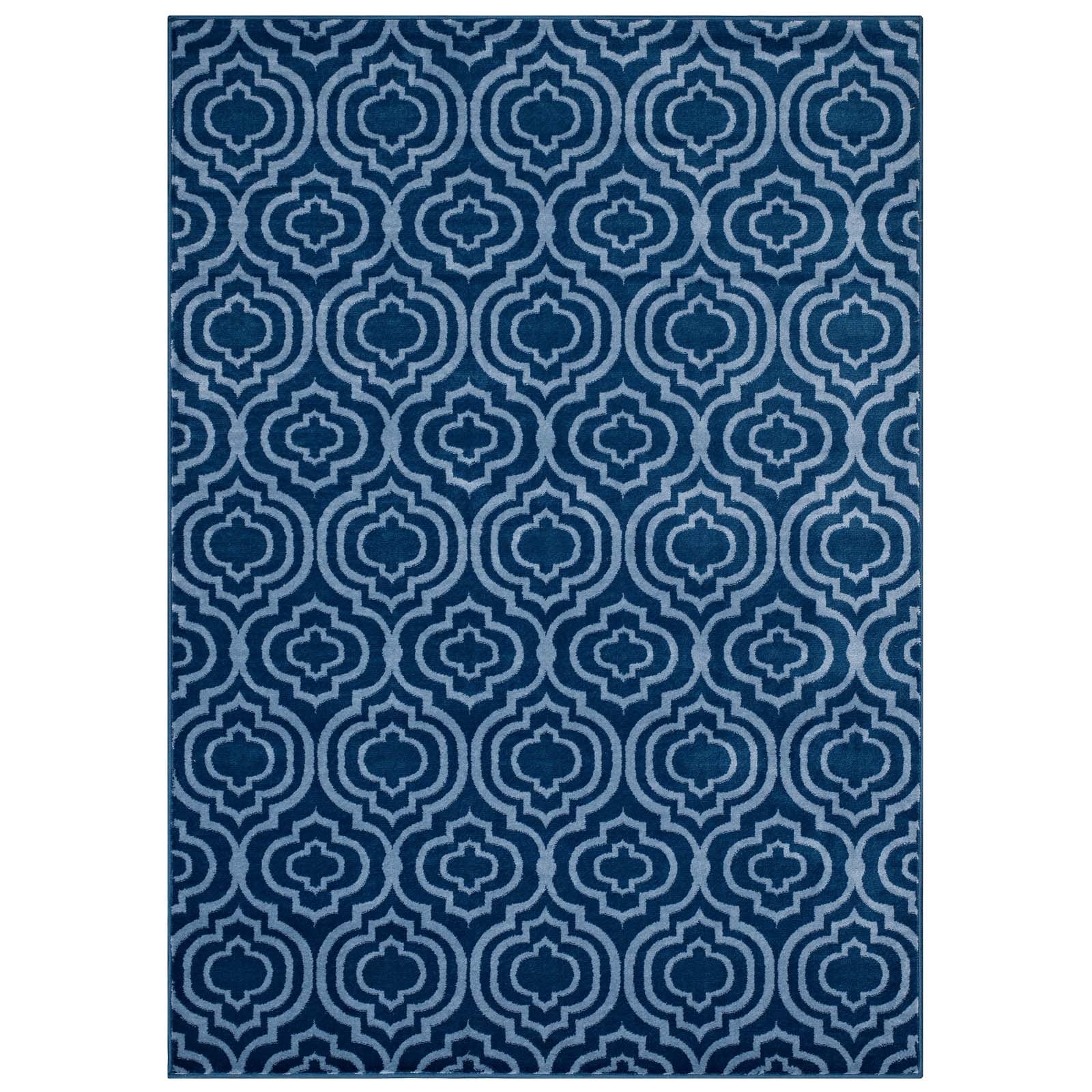 Modway Indoor Rugs - Frame Transitional 5x8 Area Rug Moroccan Blue & Light Blue