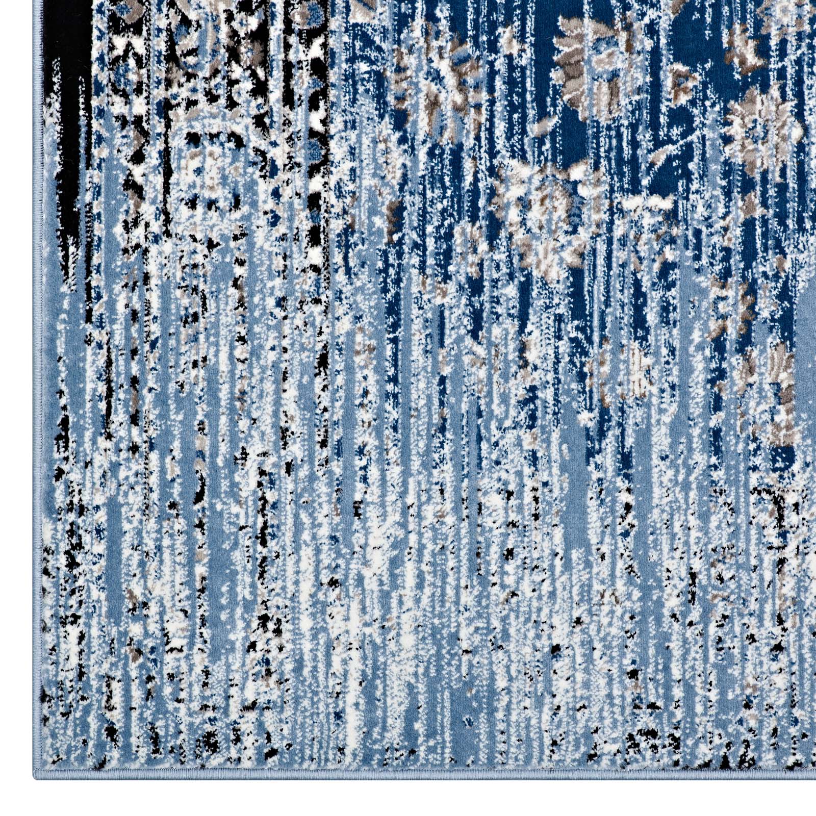 Modway Indoor Rugs - Chiara Distressed Floral Lattice Contemporary 8x10 Area Rug Moroccan Blue