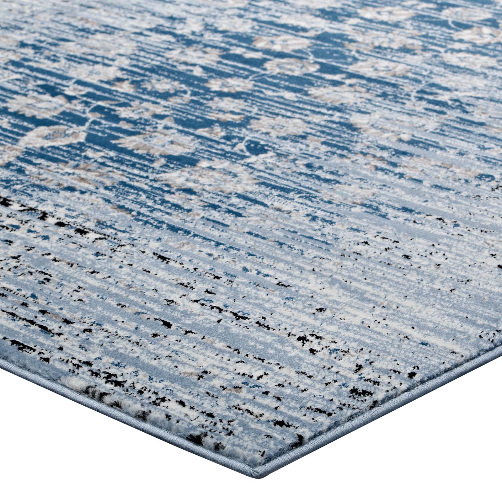 Modway Indoor Rugs - Chiara Distressed Floral Lattice Contemporary 8x10 Area Rug Moroccan Blue