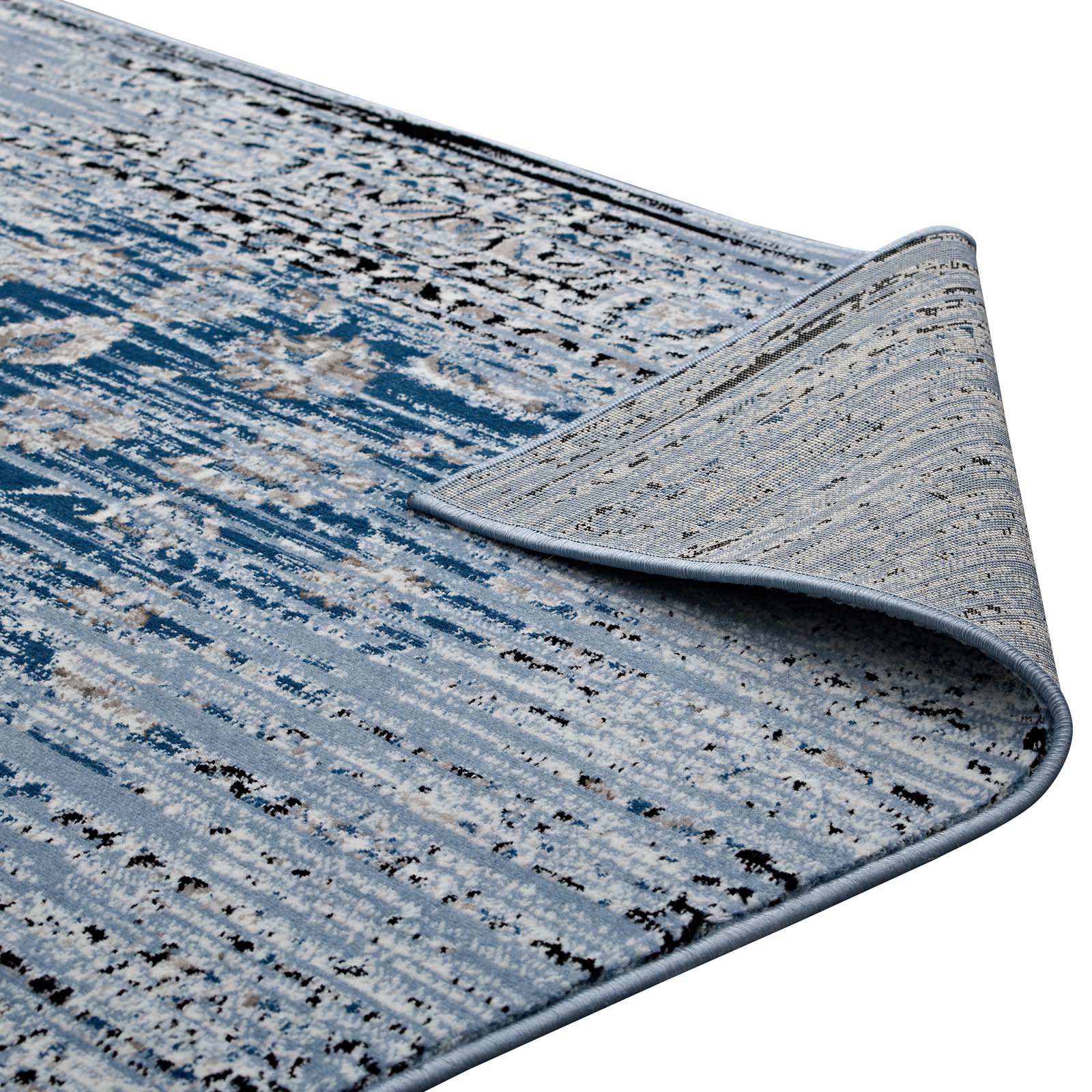 Modway Indoor Rugs - Chiara Distressed Floral Lattice Contemporary 8x10 Area Rug Moroccan Blue