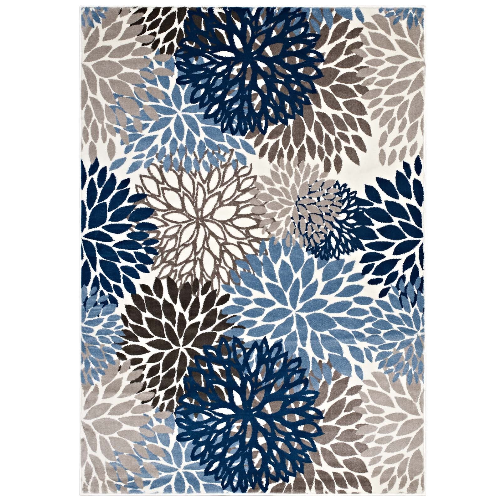 Modway Indoor Rugs - Calithea Vintage Classic Abstract Floral 4' x 6' Area Rug Blue & Brown