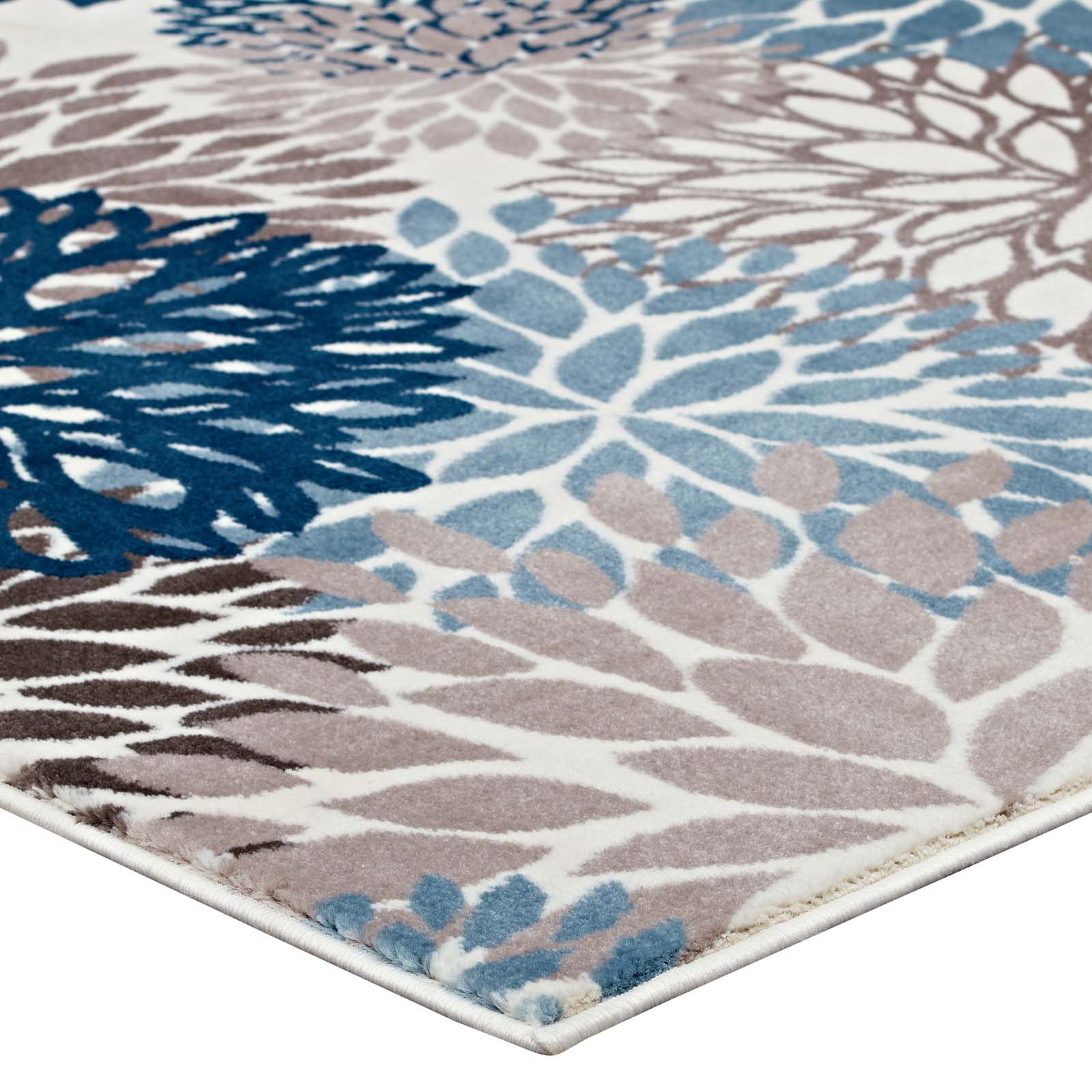Modway Indoor Rugs - Calithea Vintage Classic Abstract Floral 4' x 6' Area Rug Blue & Brown