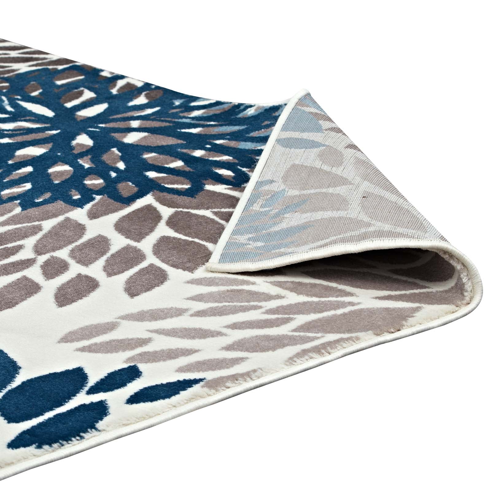 Modway Indoor Rugs - Calithea Vintage Classic Abstract Floral 4' x 6' Area Rug Blue & Brown