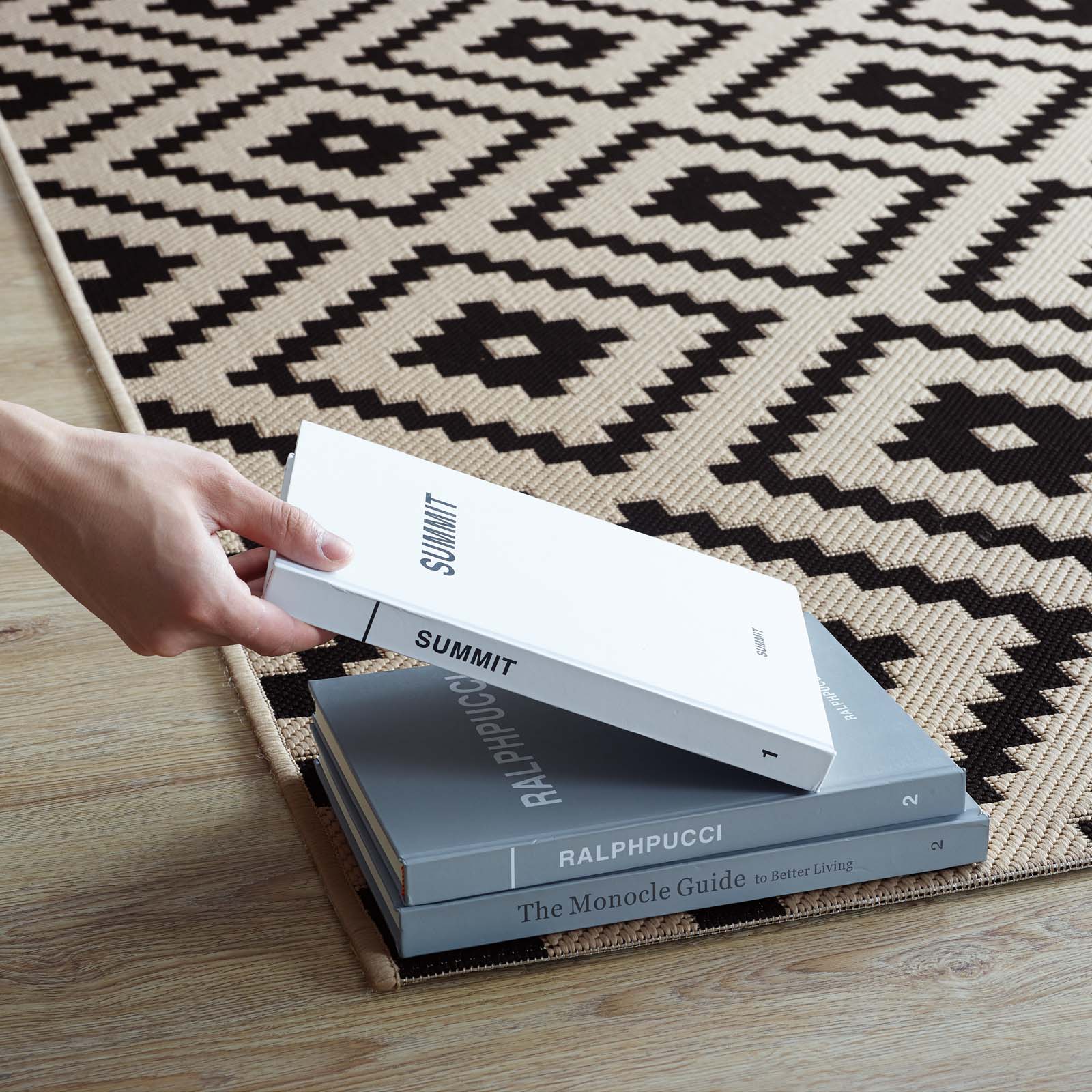 Modway Indoor Rugs - Perplex Geometric Diamond Trellis 9x12 Indoor and Outdoor Area Rug Black and Beige