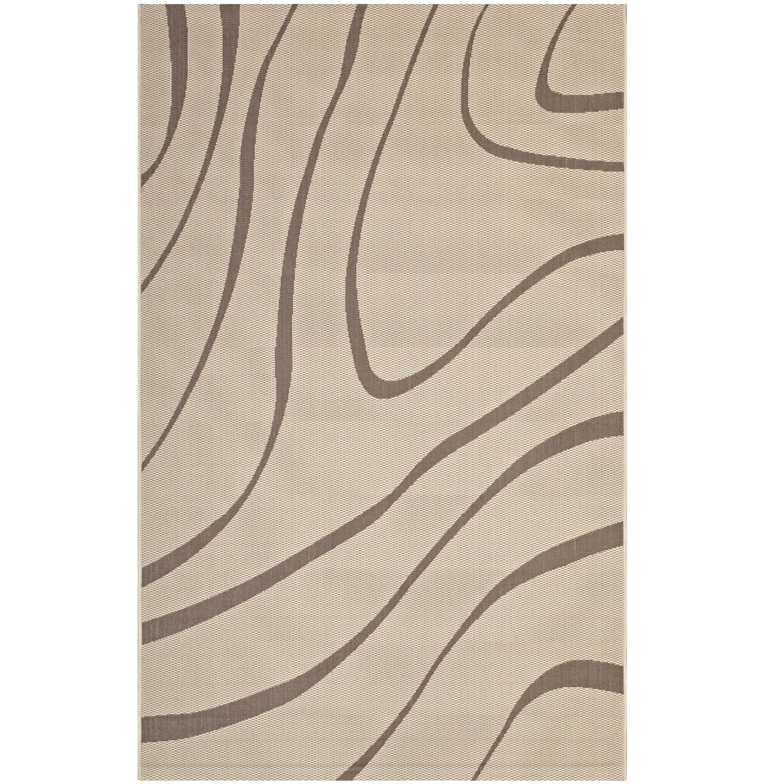 Modway Outdoor Rugs - Surge Swirl Abstract 8'x10' Outdoor Area Rug Light & Dark Beige