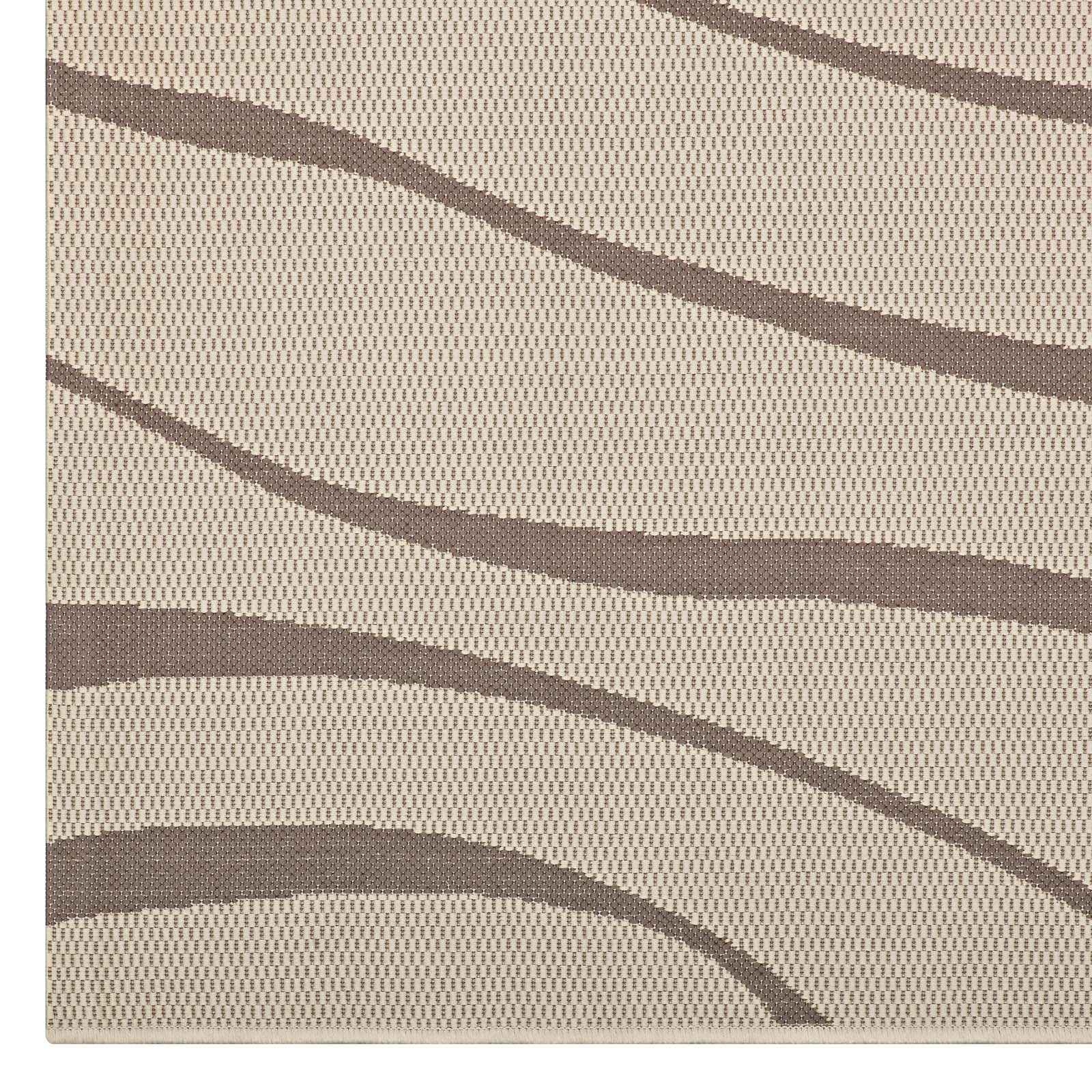 Modway Outdoor Rugs - Surge Swirl Abstract 8'x10' Outdoor Area Rug Light & Dark Beige