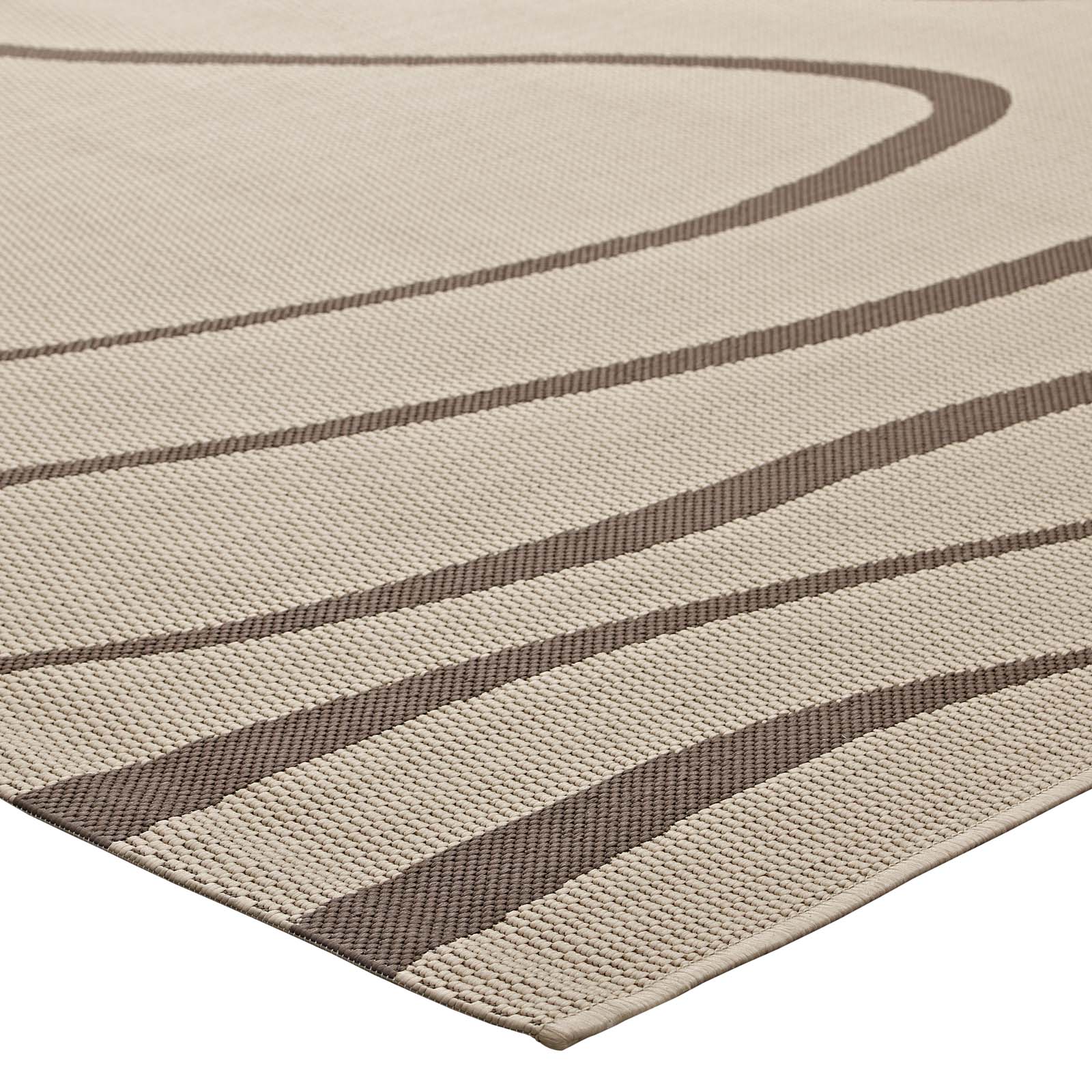 Modway Outdoor Rugs - Surge Swirl Abstract 8'x10' Outdoor Area Rug Light & Dark Beige