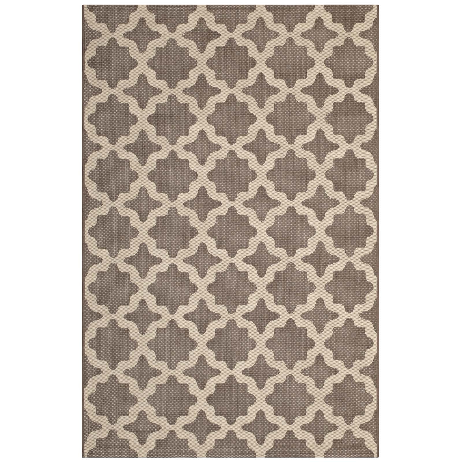 Modway Outdoor Rugs - Cerelia Moroccan Trellis 8'x10' Indoor and Outdoor Area Rug Beige