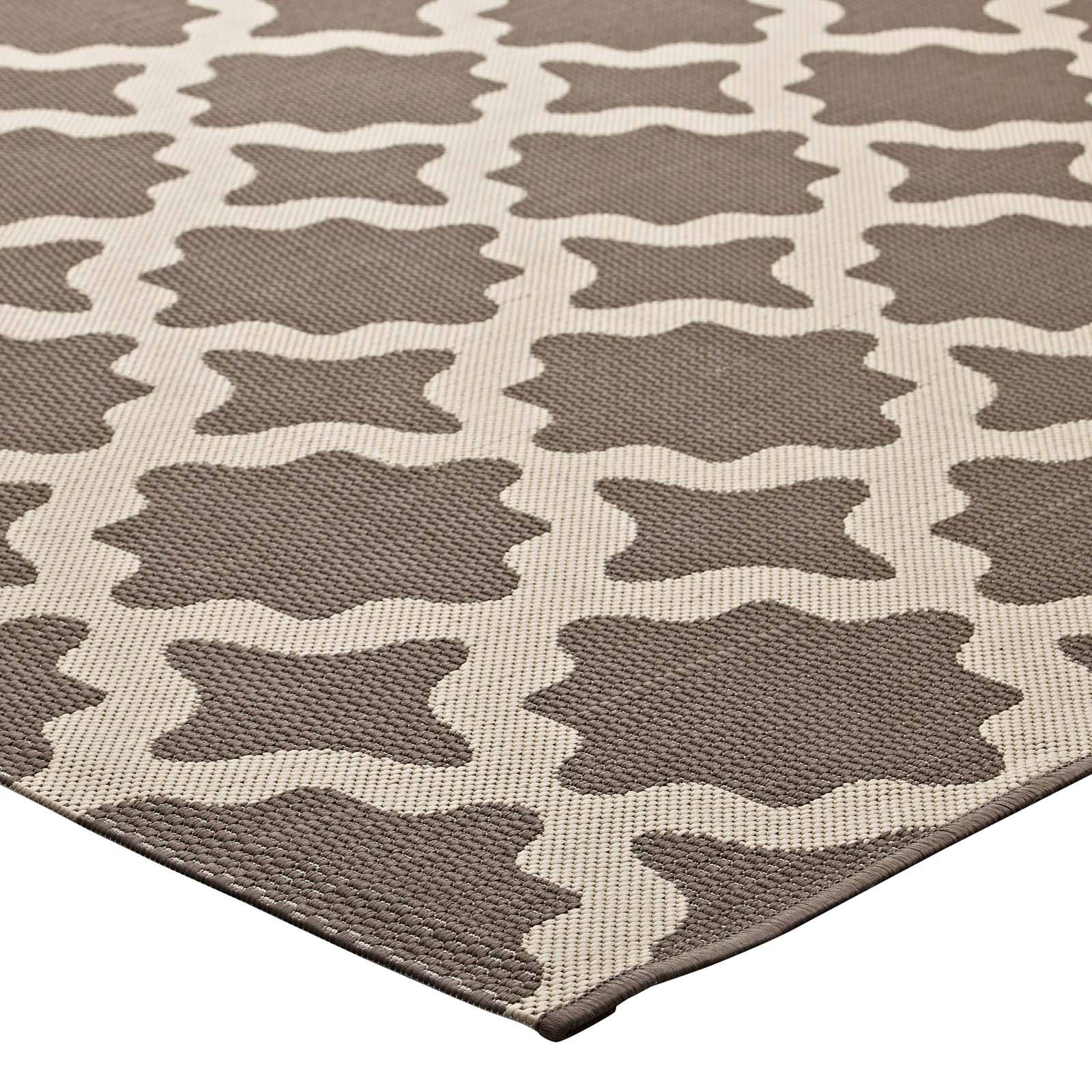 Modway Outdoor Rugs - Cerelia Moroccan Trellis 8'x10' Indoor and Outdoor Area Rug Beige