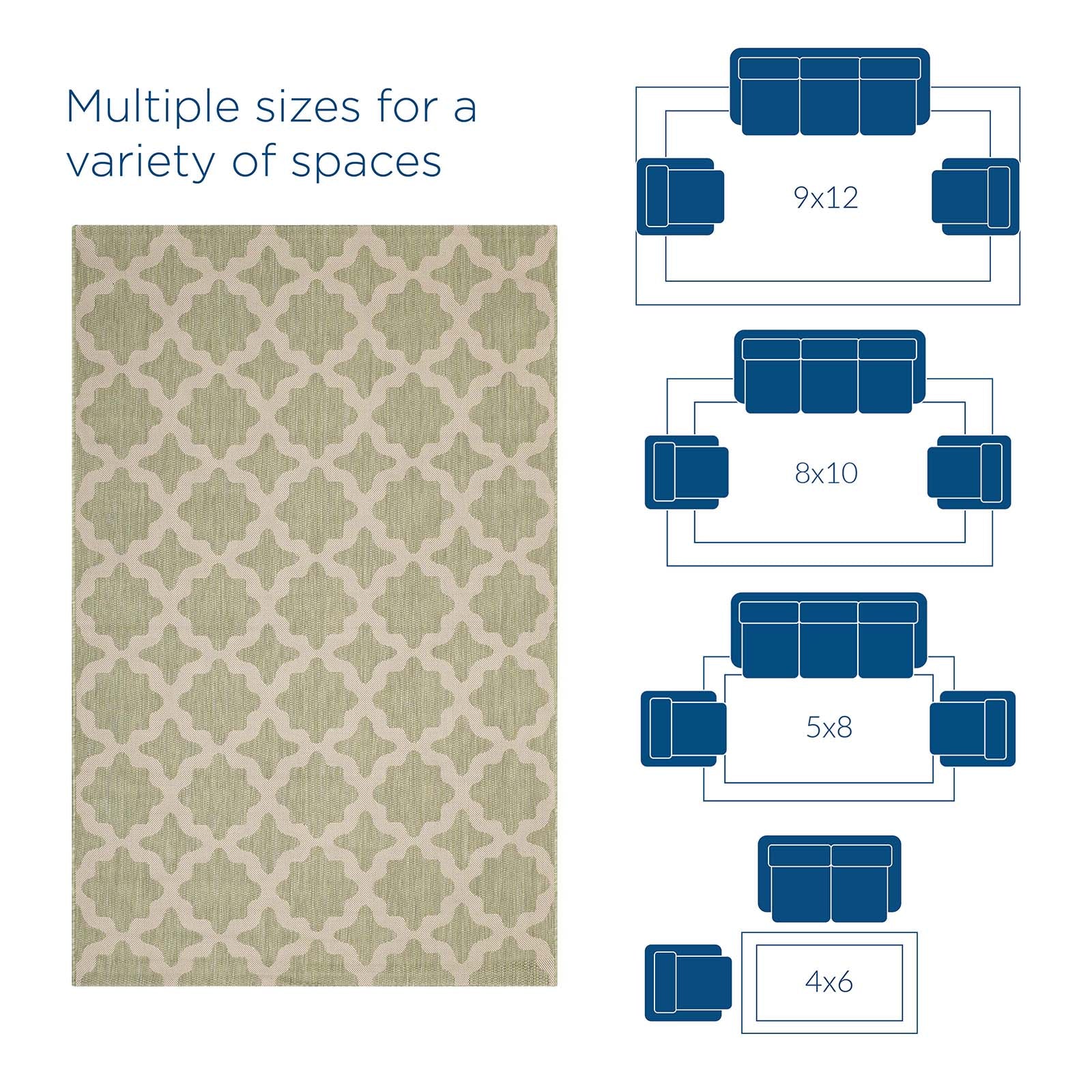 Modway Indoor Rugs - Cerelia Moroccan Trellis 4x6 Indoor and Outdoor Area Rug Beige and Light Green