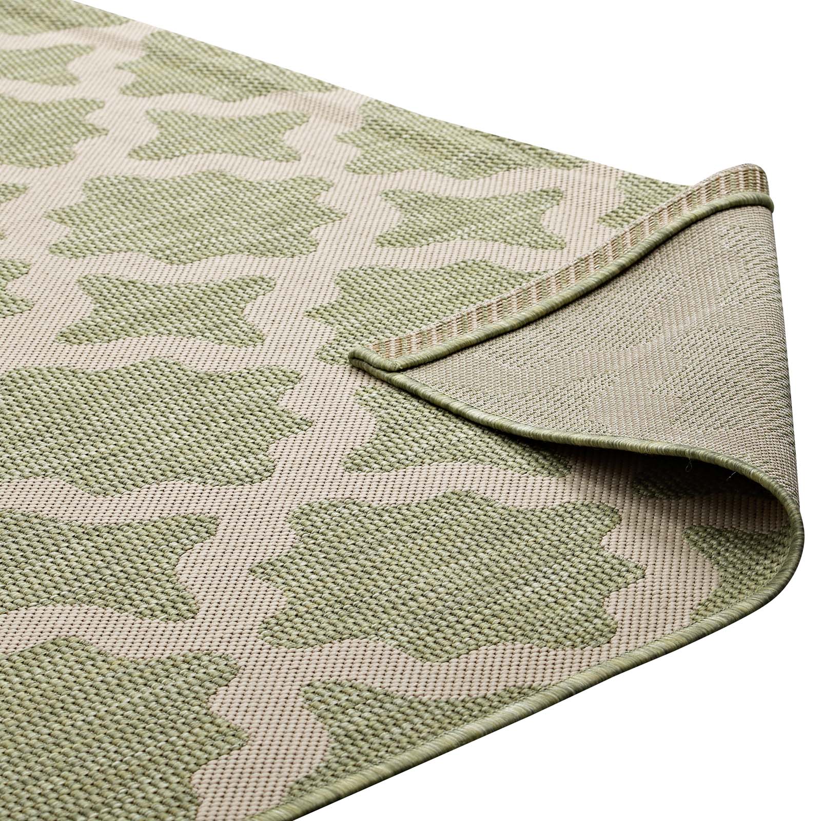 Modway Outdoor Rugs - Cerelia Moroccan Trellis 5x8 Indoor and Outdoor Area Rug Beige & Light Green