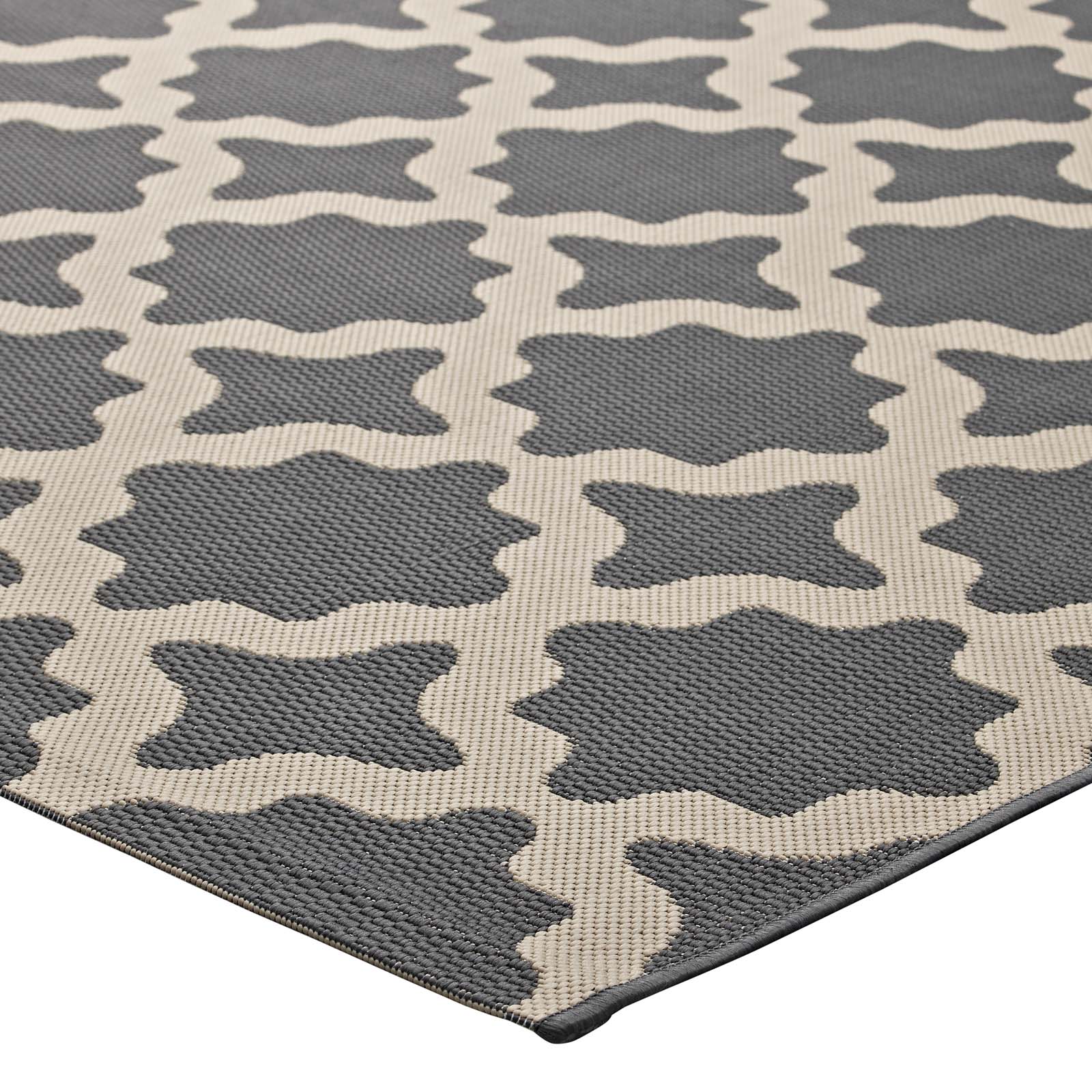 Modway Indoor Rugs - Cerelia Moroccan Trellis 4x6 Indoor and Outdoor Area Rug Gray and Beige