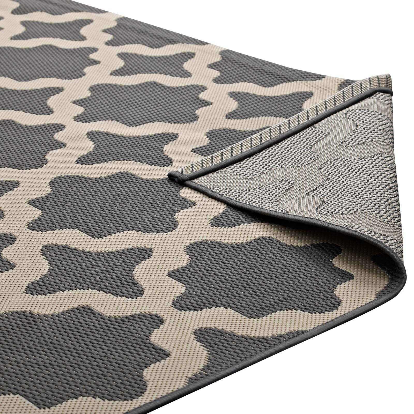 Modway Indoor Rugs - Cerelia Moroccan Trellis 4x6 Indoor and Outdoor Area Rug Gray and Beige