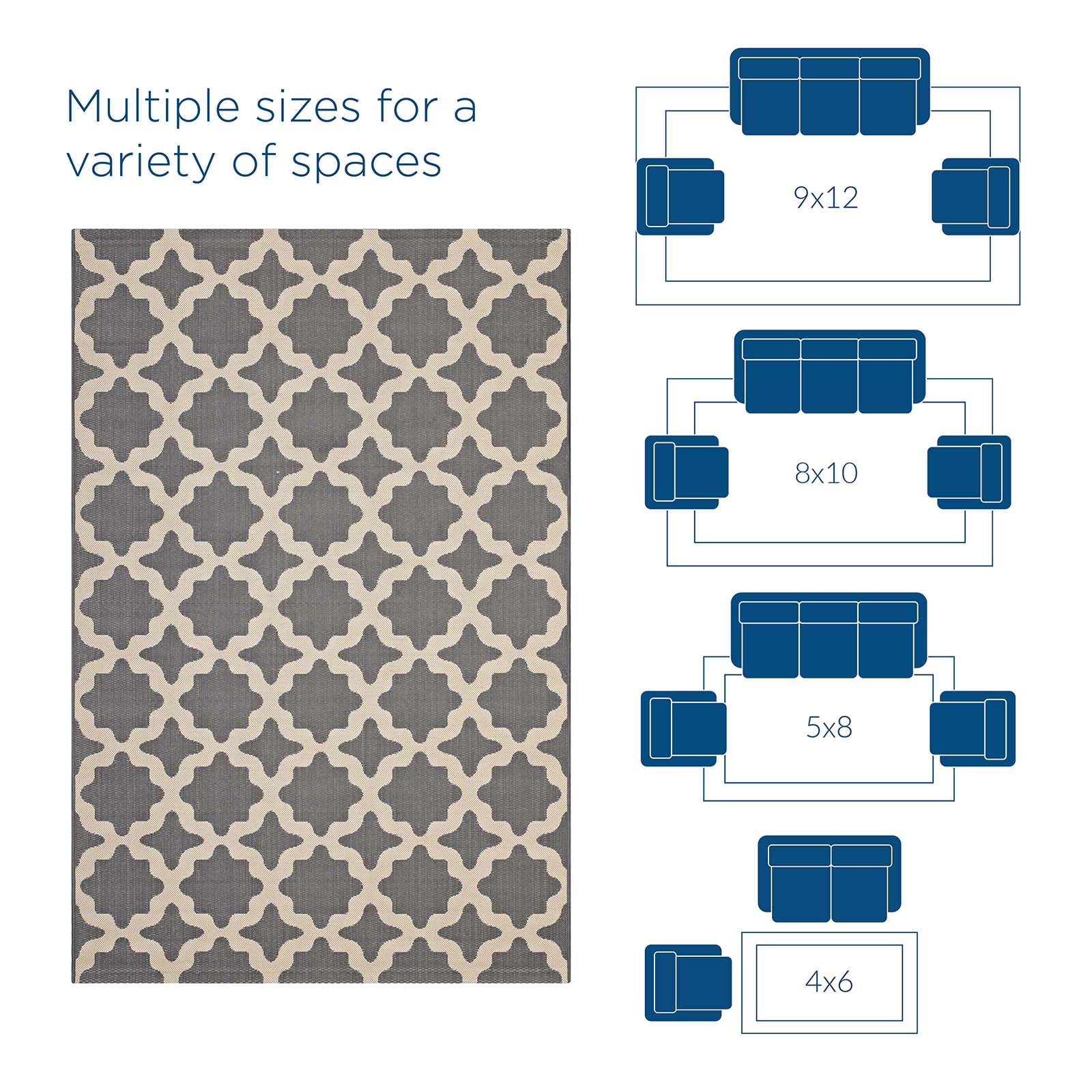 Modway Indoor Rugs - Cerelia Moroccan Trellis 4x6 Indoor and Outdoor Area Rug Gray and Beige