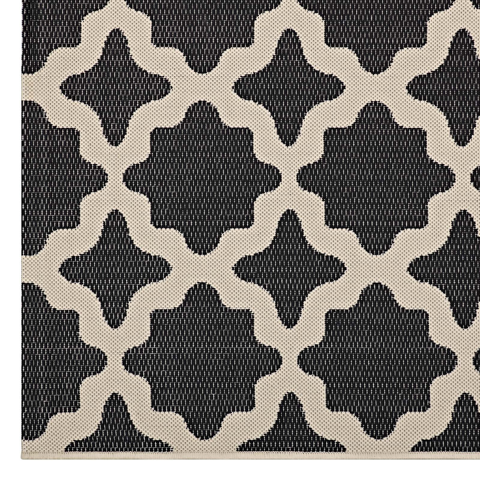 Modway Indoor Rugs - Cerelia Moroccan Trellis 4x6 Indoor and Outdoor Area Rug Black and Beige