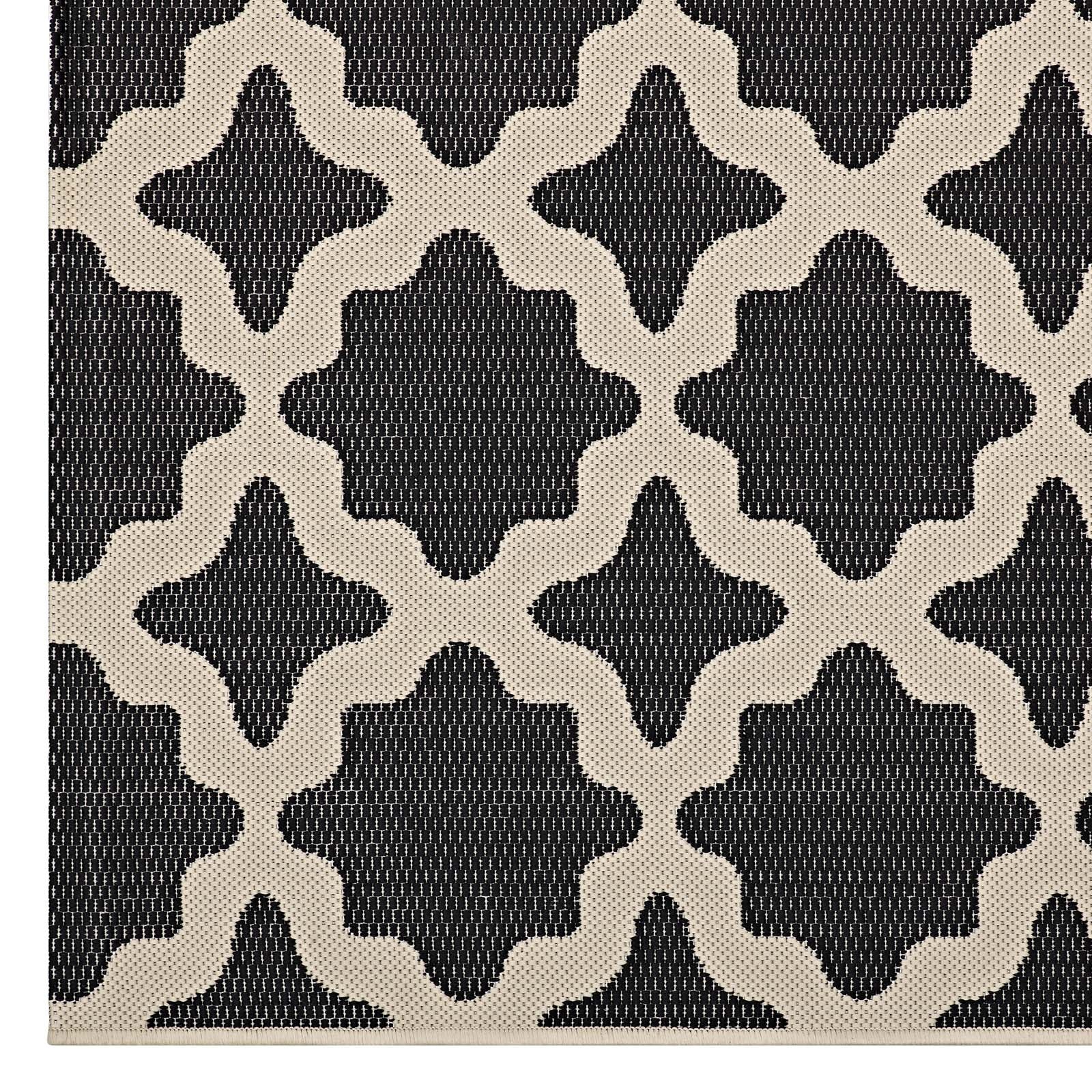 Modway Indoor Rugs - Cerelia Moroccan Trellis 4x6 Indoor and Outdoor Area Rug Black and Beige