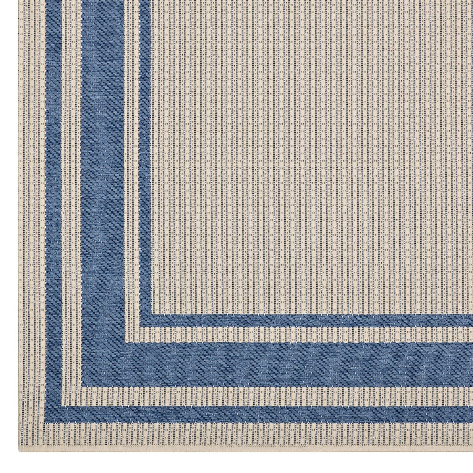 Modway Outdoor Rugs - Rim Solid Border 8'x10' Indoor and Outdoor Area Rug Blue & Beige