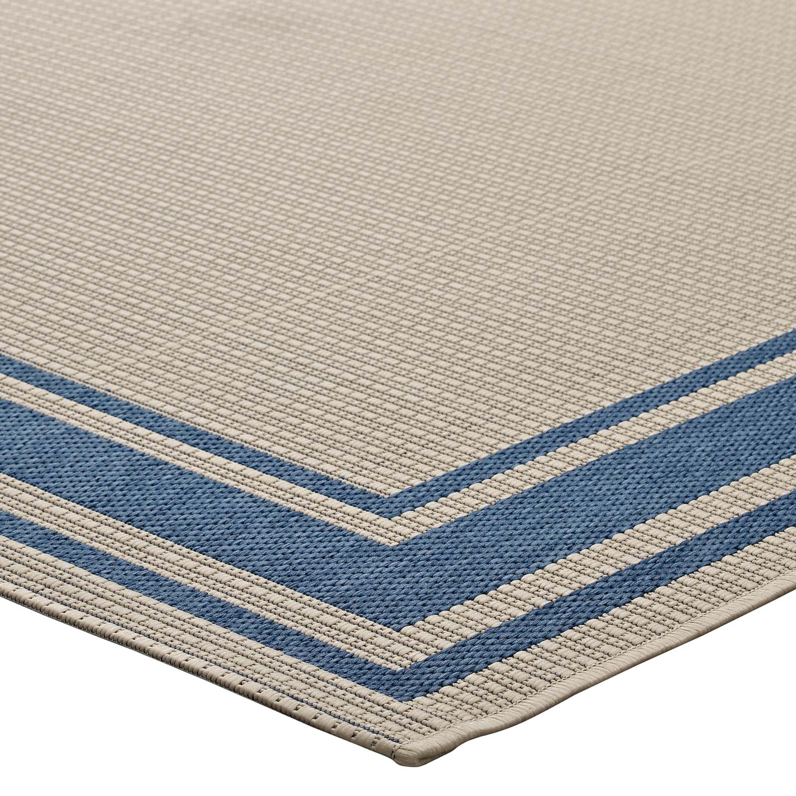 Modway Outdoor Rugs - Rim Solid Border 8'x10' Indoor and Outdoor Area Rug Blue & Beige