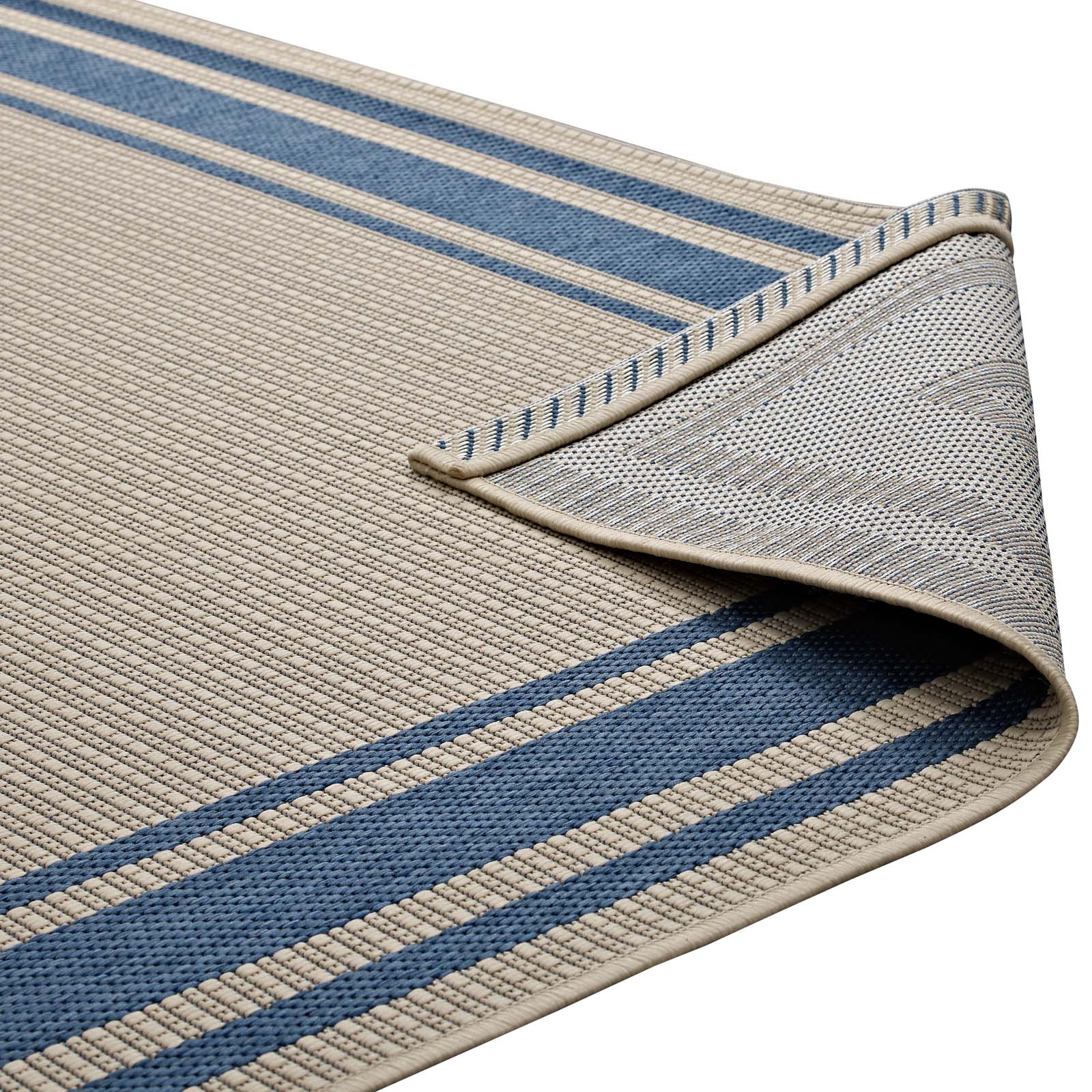 Modway Outdoor Rugs - Rim Solid Border 8'x10' Indoor and Outdoor Area Rug Blue & Beige