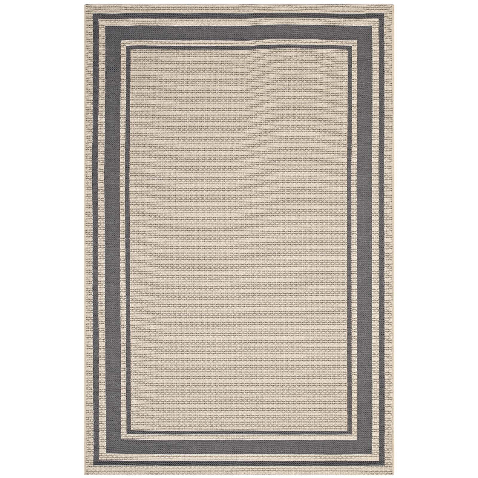 Modway Outdoor Rugs - Rim Solid Border 5'x8' Indoor and Outdoor Area Rug Gray & Beige