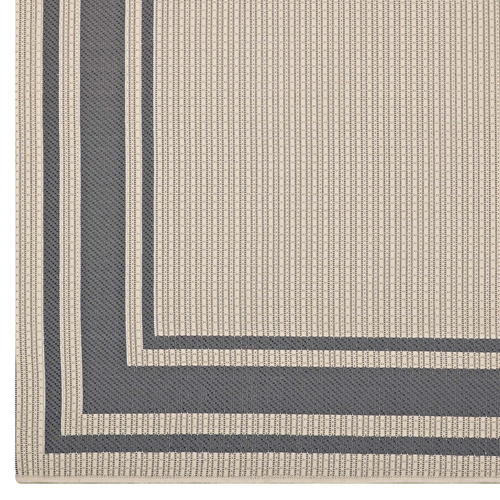 Modway Outdoor Rugs - Rim Solid Border 5'x8' Indoor and Outdoor Area Rug Gray & Beige