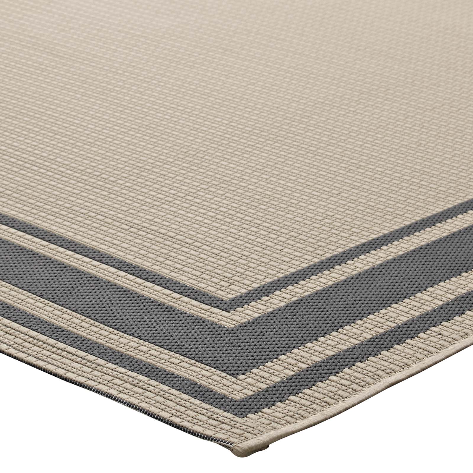 Modway Outdoor Rugs - Rim Solid Border 5'x8' Indoor and Outdoor Area Rug Gray & Beige