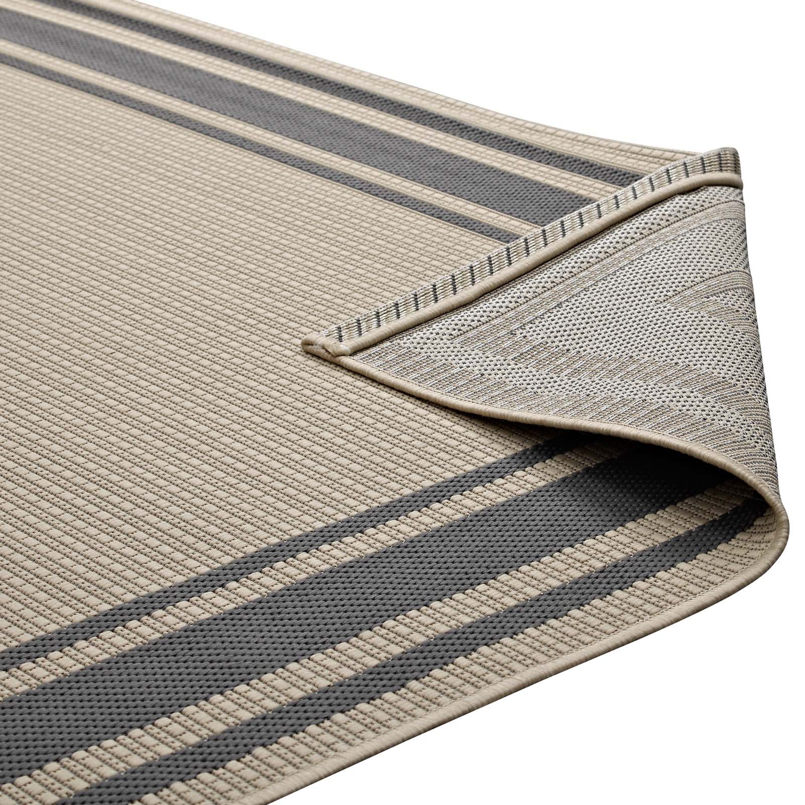 Modway Outdoor Rugs - Rim Solid Border 8'x10' Indoor and Outdoor Area Rug Gray & Beige