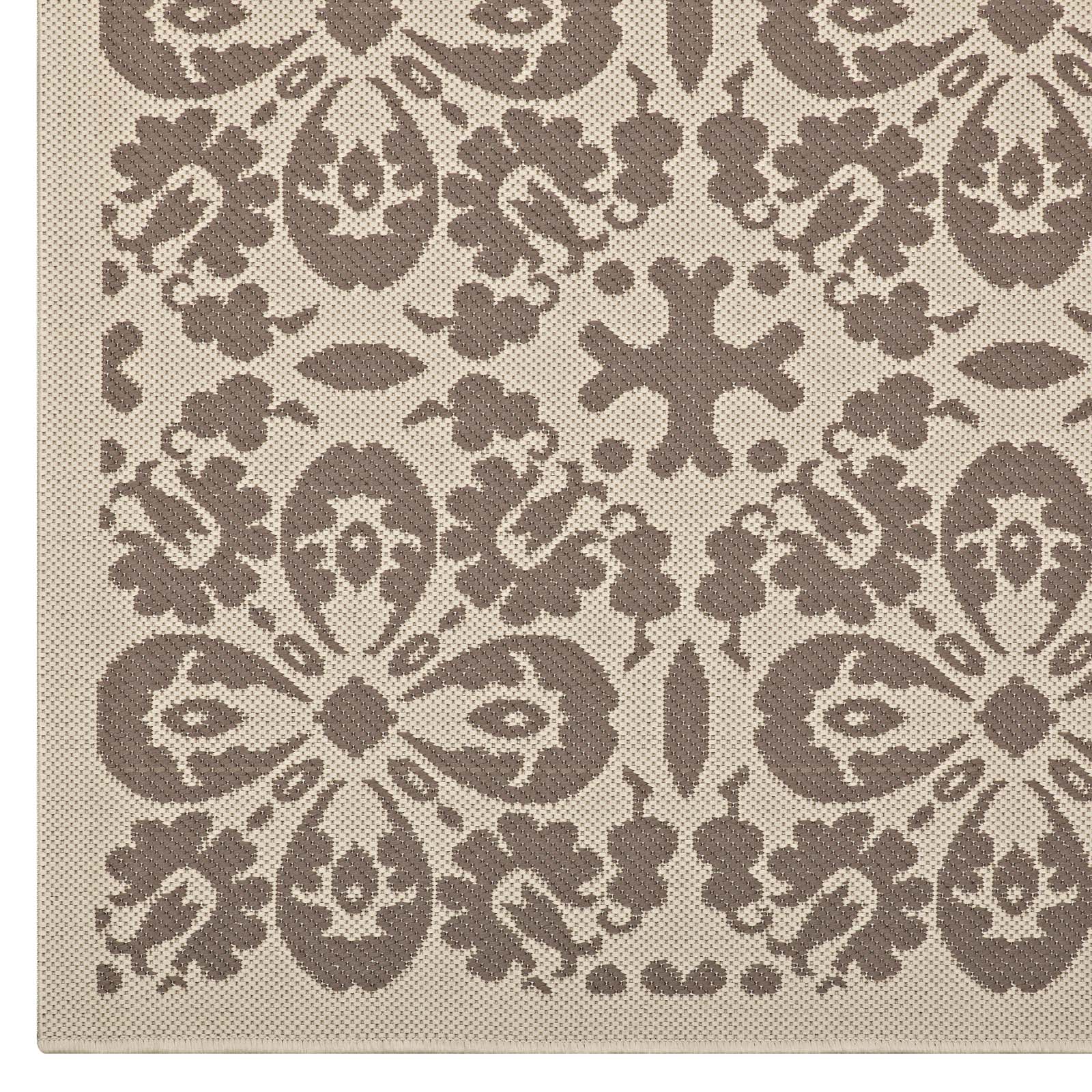 Modway Outdoor Rugs - Ariana Vintage Floral Trellis 5'x8' Indoor and Outdoor Area Rug Beige