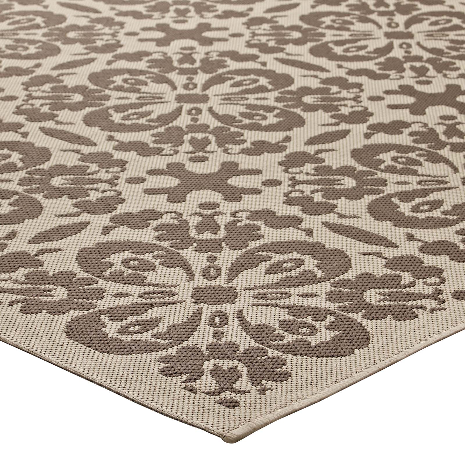 Modway Outdoor Rugs - Ariana Vintage Floral Trellis 5'x8' Indoor and Outdoor Area Rug Beige