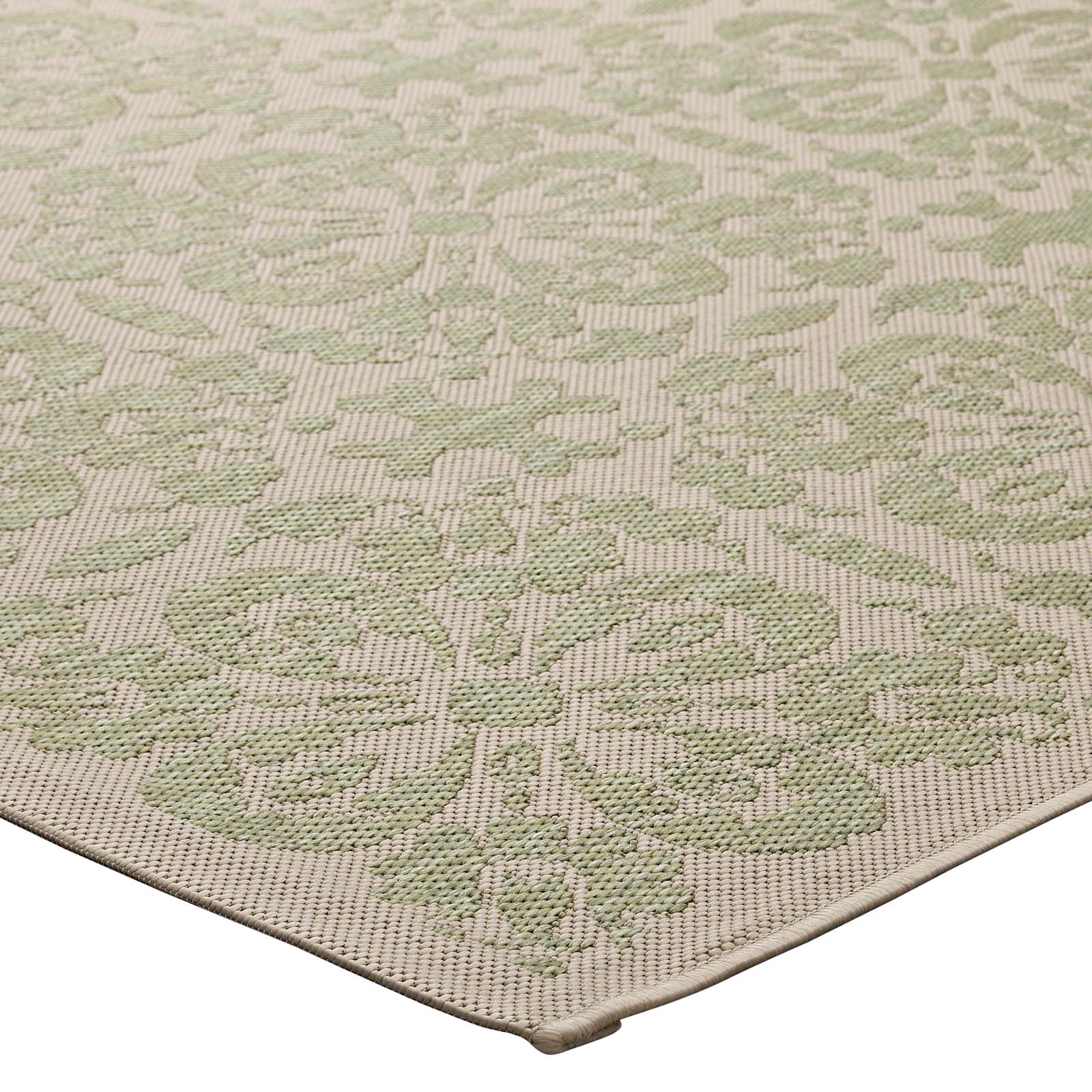 Modway Outdoor Rugs - Ariana Floral Trellis 5'x8' Outdoor Area Rug Light Green & Beige