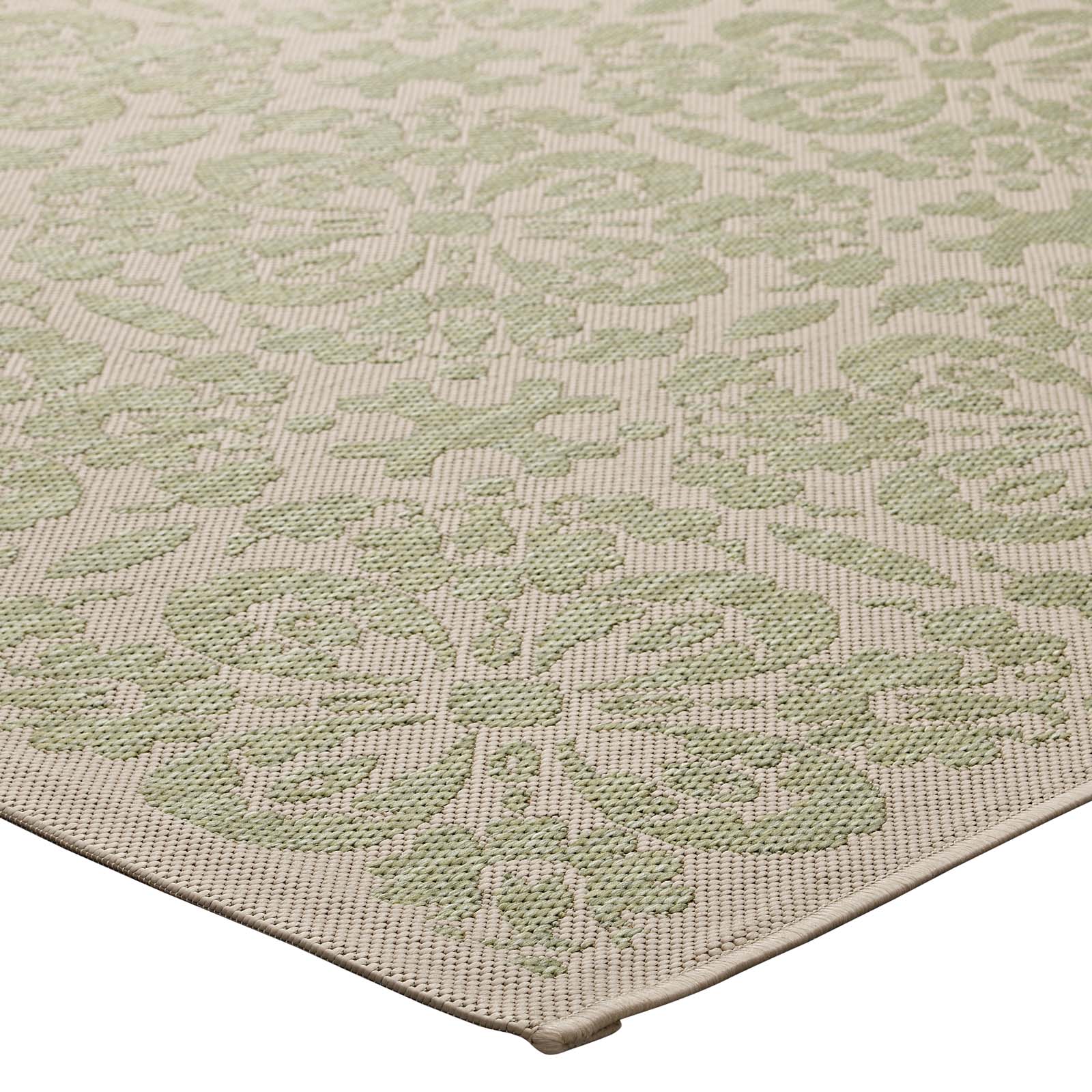Modway Outdoor Rugs - Ariana Floral Trellis 8'x10' Outdoor Area Rug Light Green & Beige