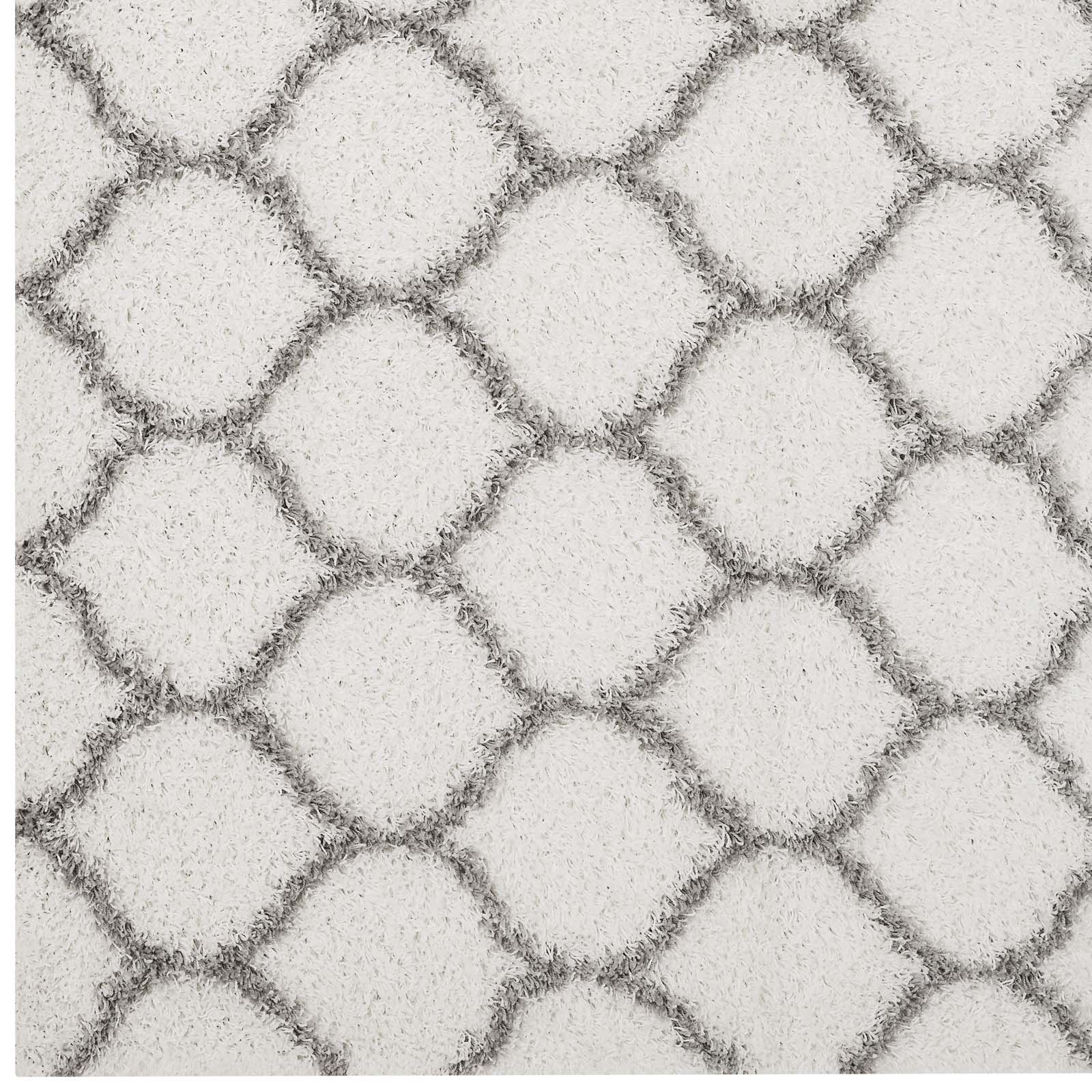 Modway Indoor Rugs - Solvea 5' x 8' Shag Area Rug Ivory & Gray