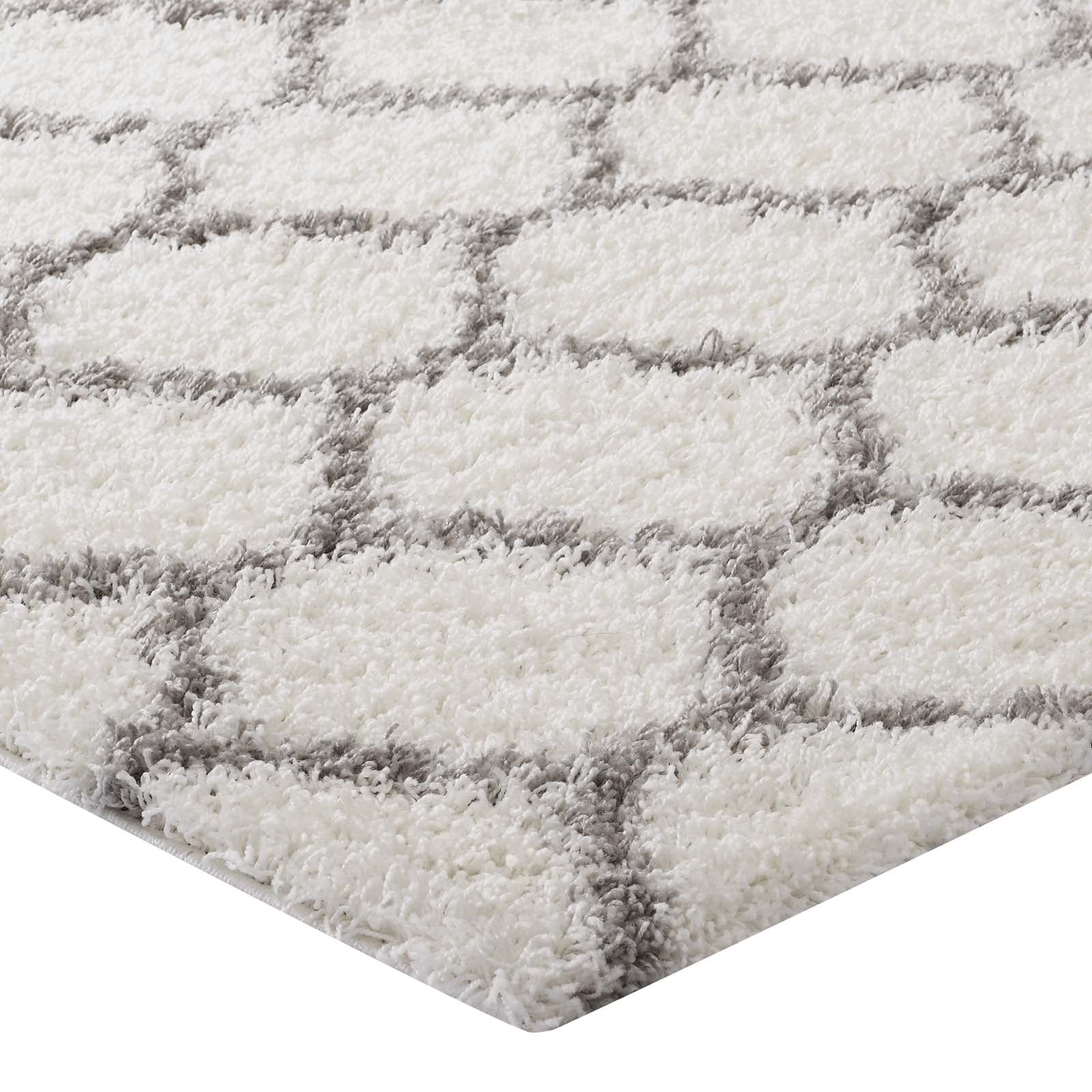 Modway Indoor Rugs - Solvea 5' x 8' Shag Area Rug Ivory & Gray