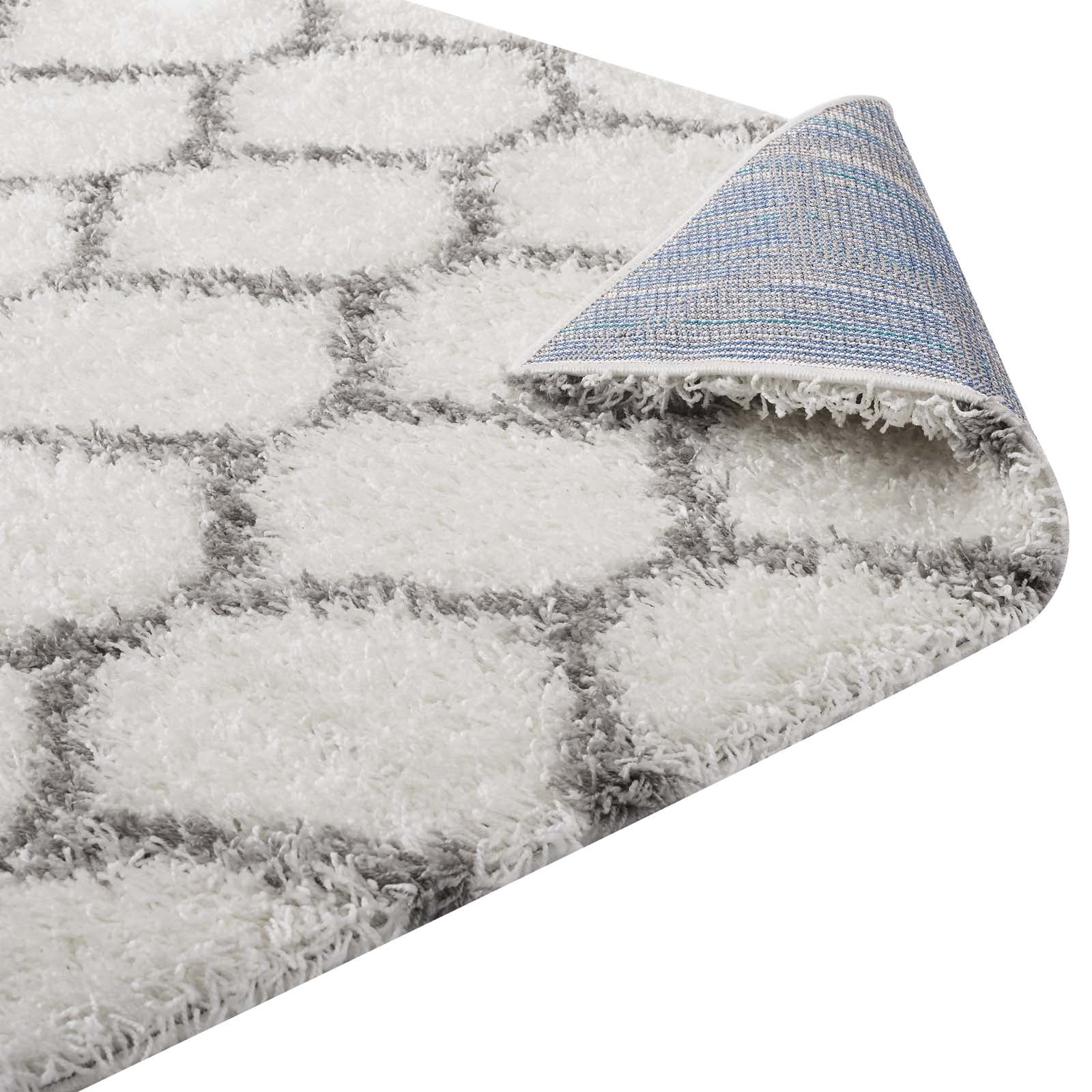 Modway Indoor Rugs - Solvea 5' x 8' Shag Area Rug Ivory & Gray