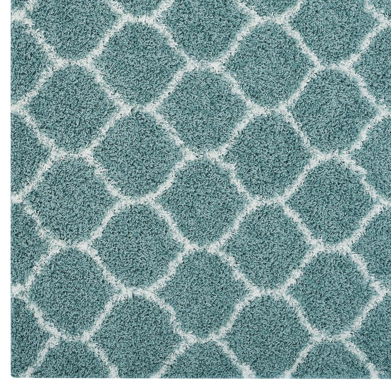 Modway Indoor Rugs - Solvea 5' x 8' Shag Area Rug Aqua Blue & Ivory