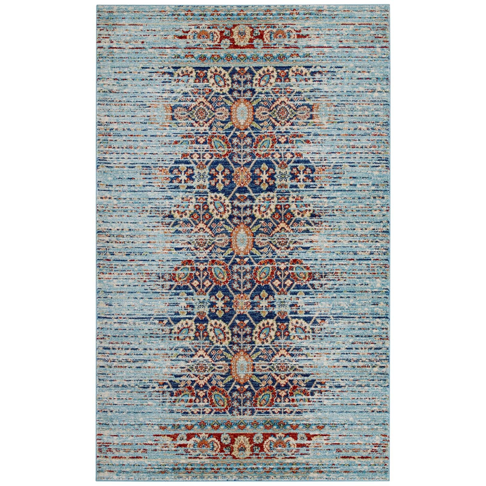Modway Indoor Rugs - Naria Distressed Persian Medallion 8x10 Area Rug Multicolored
