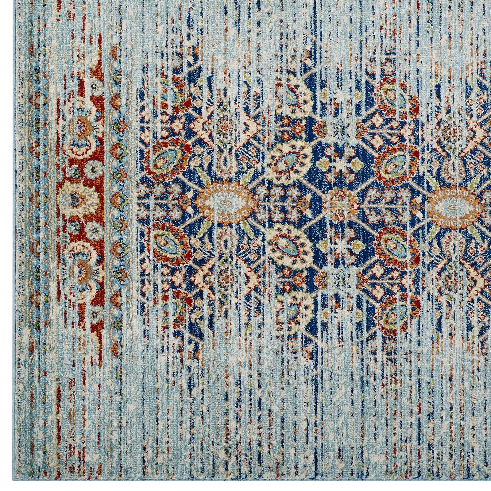 Modway Indoor Rugs - Naria Distressed Persian Medallion 8x10 Area Rug Multicolored