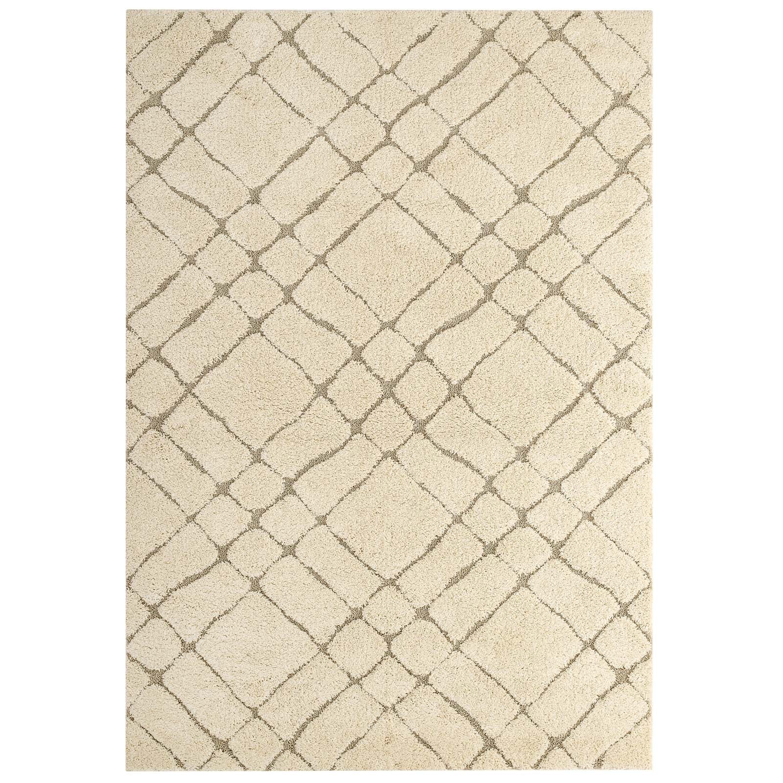 Modway Indoor Rugs - Jubilant Verona Abstract Geometric 5' X 8' Area Rug Creame & Beige