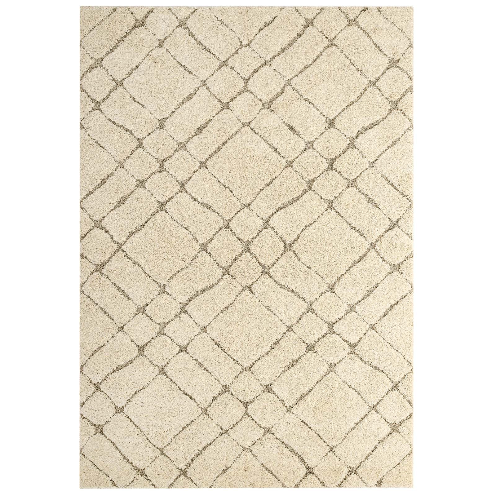 Modway Indoor Rugs - Jubilant Verona Abstract Geometric 8' X 10' Area Rug Creame & Beige