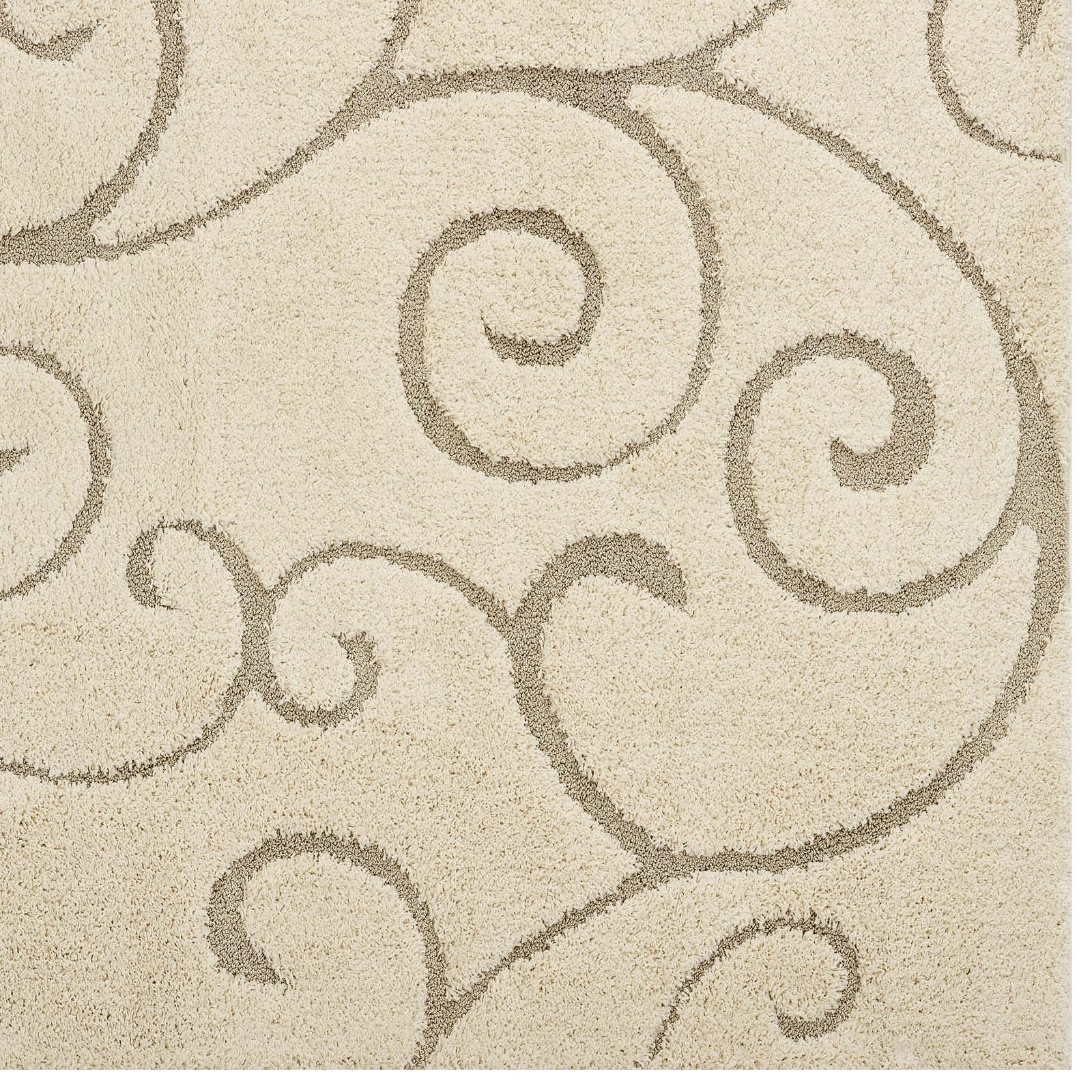 Modway Indoor Rugs - Jubilant Vine 5' x 8' Shag Area Rug Cream & Beige