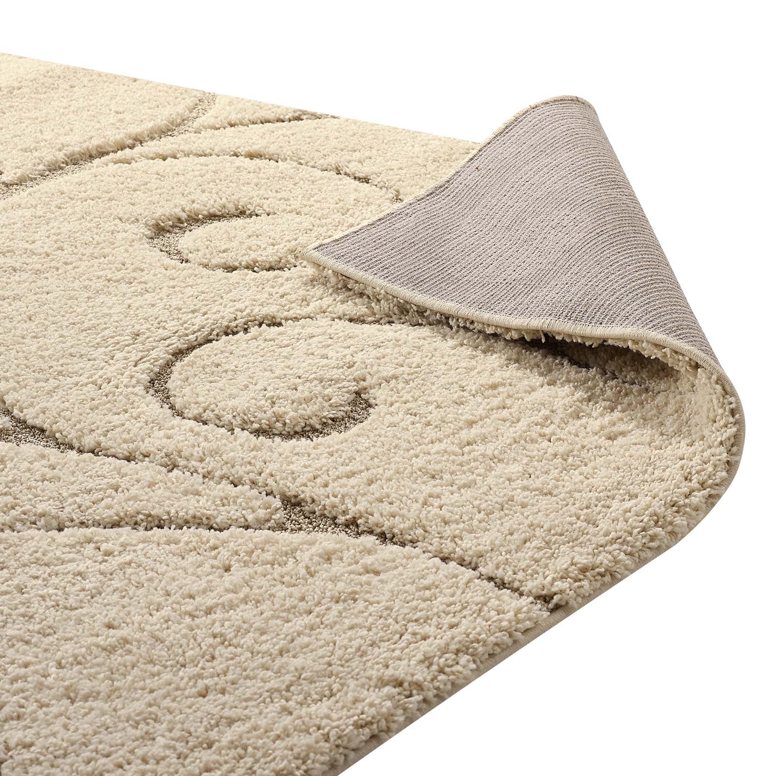 Modway Indoor Rugs - Jubilant Vine 5' x 8' Shag Area Rug Cream & Beige