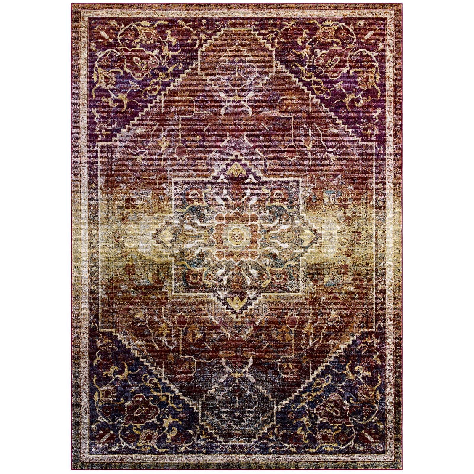 Modway Indoor Rugs - Success Kaede Transitional Persian Medallion 4x6 Area Rug Multicolored