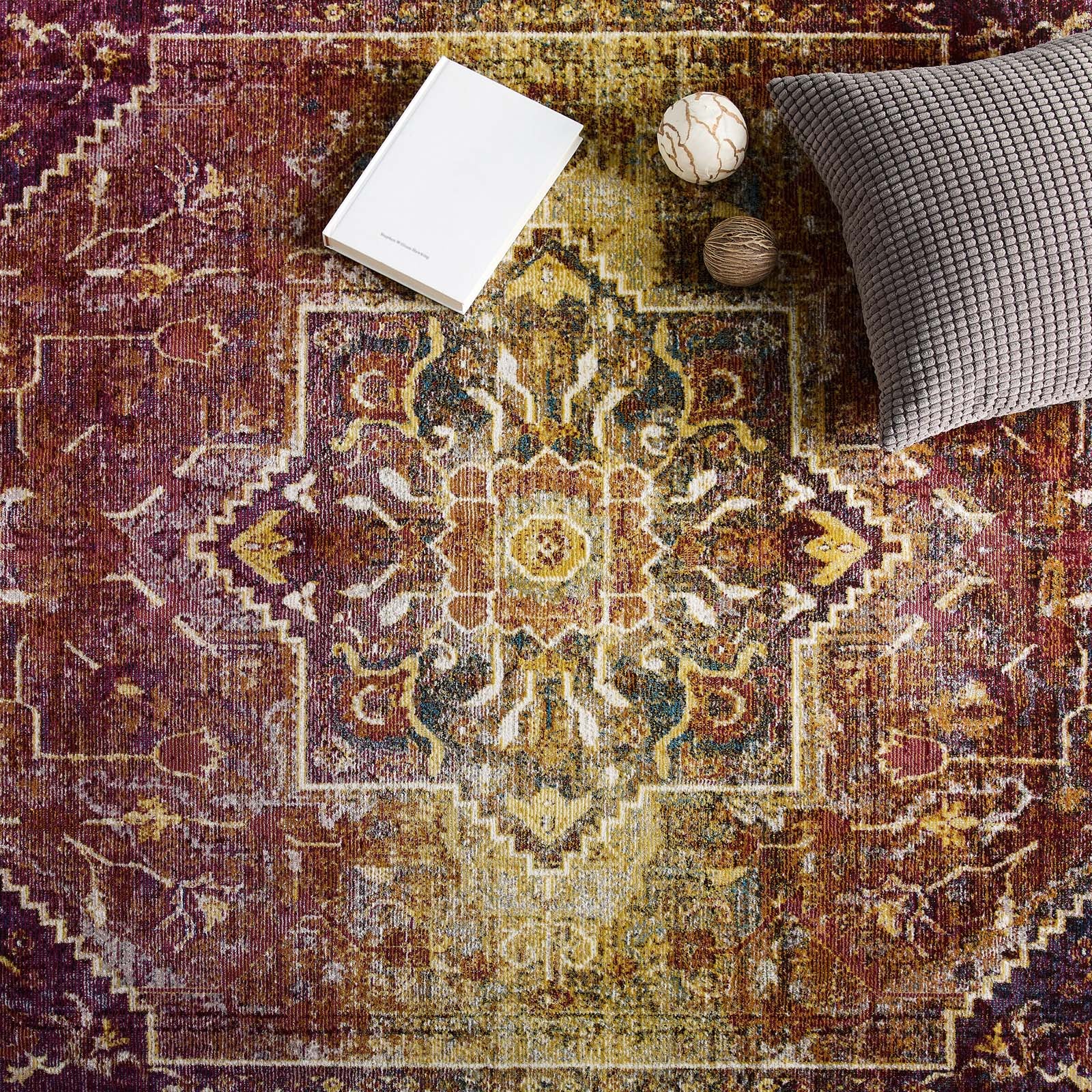 Modway Indoor Rugs - Success Kaede Transitional Persian Medallion 4x6 Area Rug Multicolored
