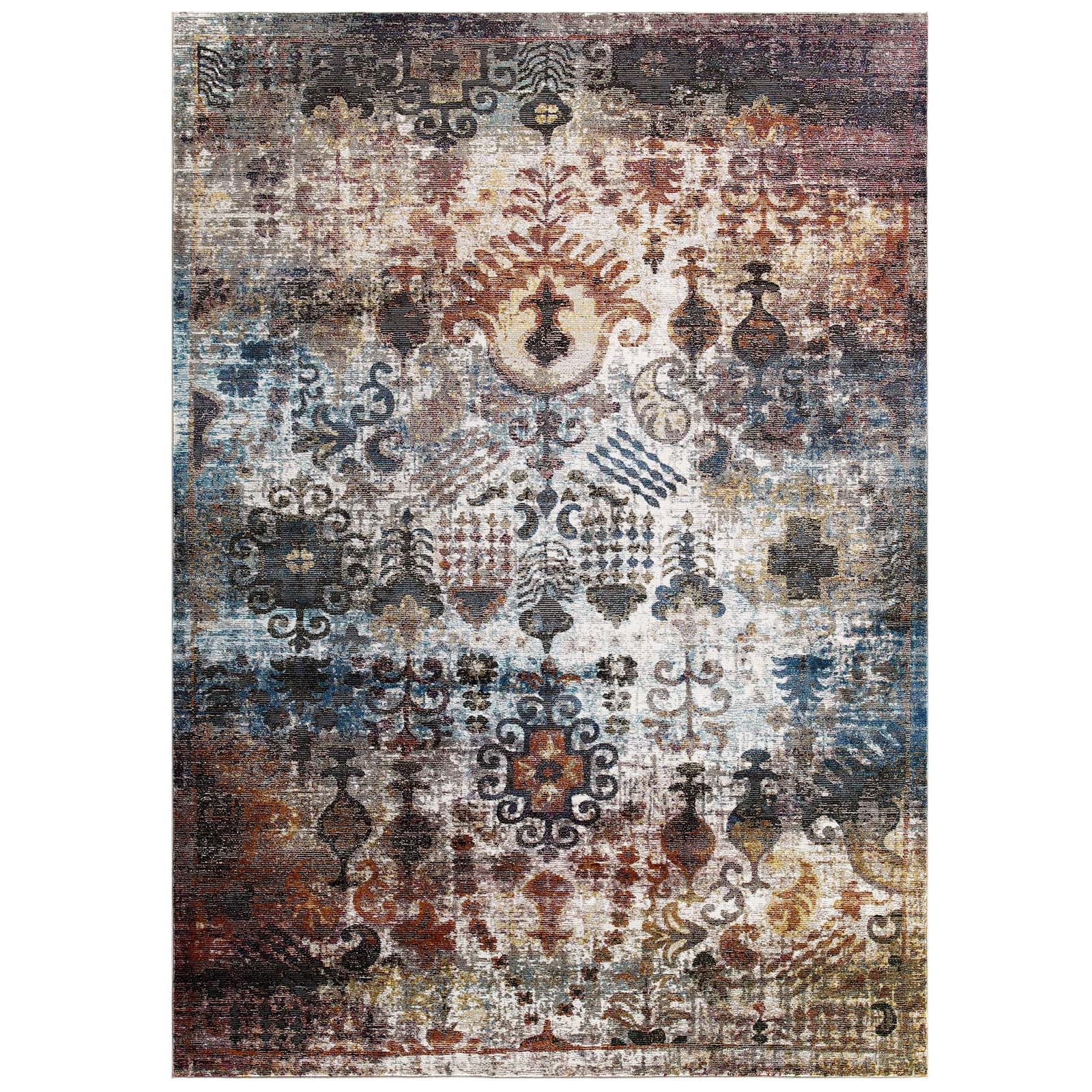 Modway Indoor Rugs - Success Tahira Transitional Moroccan Trellis 5x8 Area Rug Multicolored