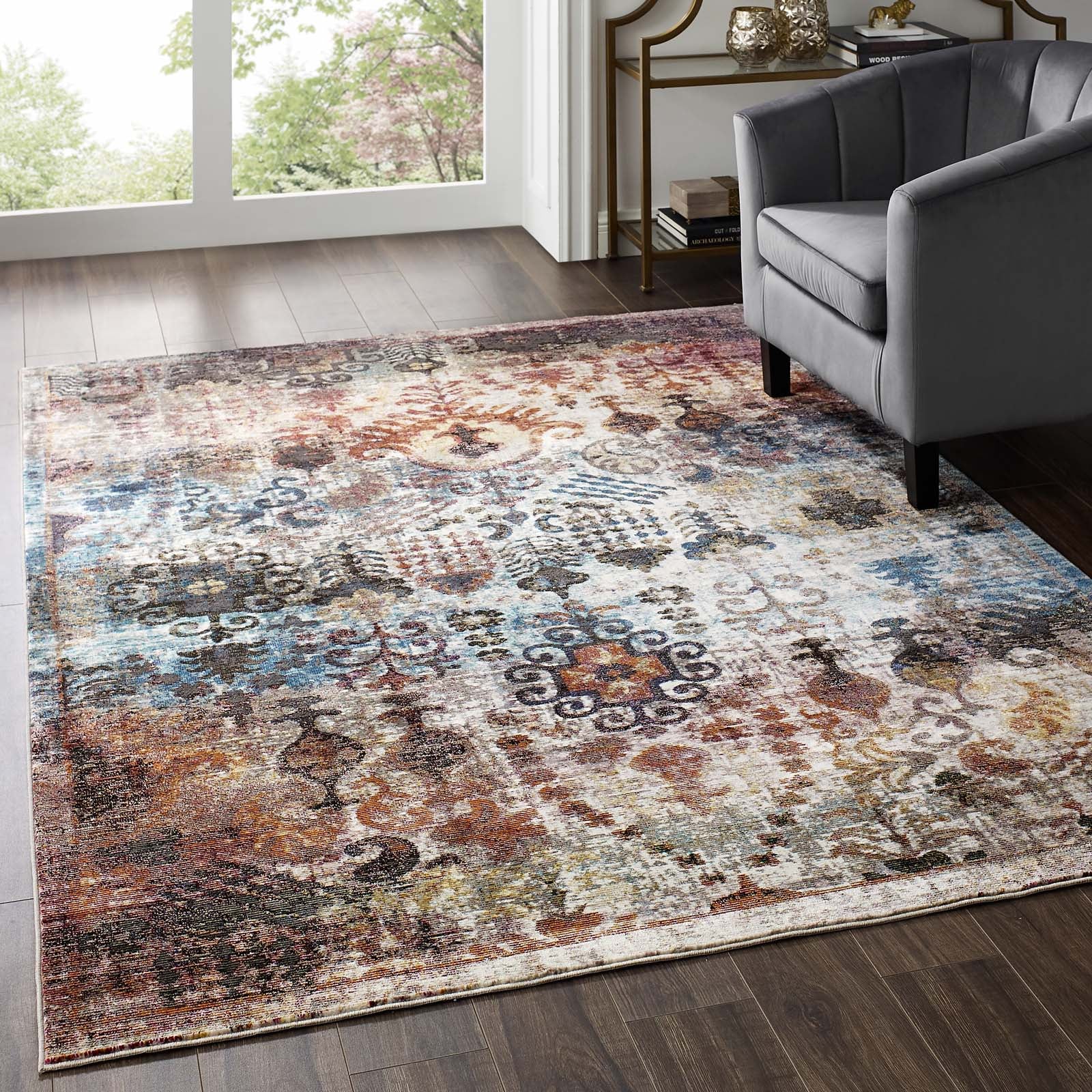 Modway Indoor Rugs - Success Tahira Transitional Moroccan Trellis 5x8 Area Rug Multicolored